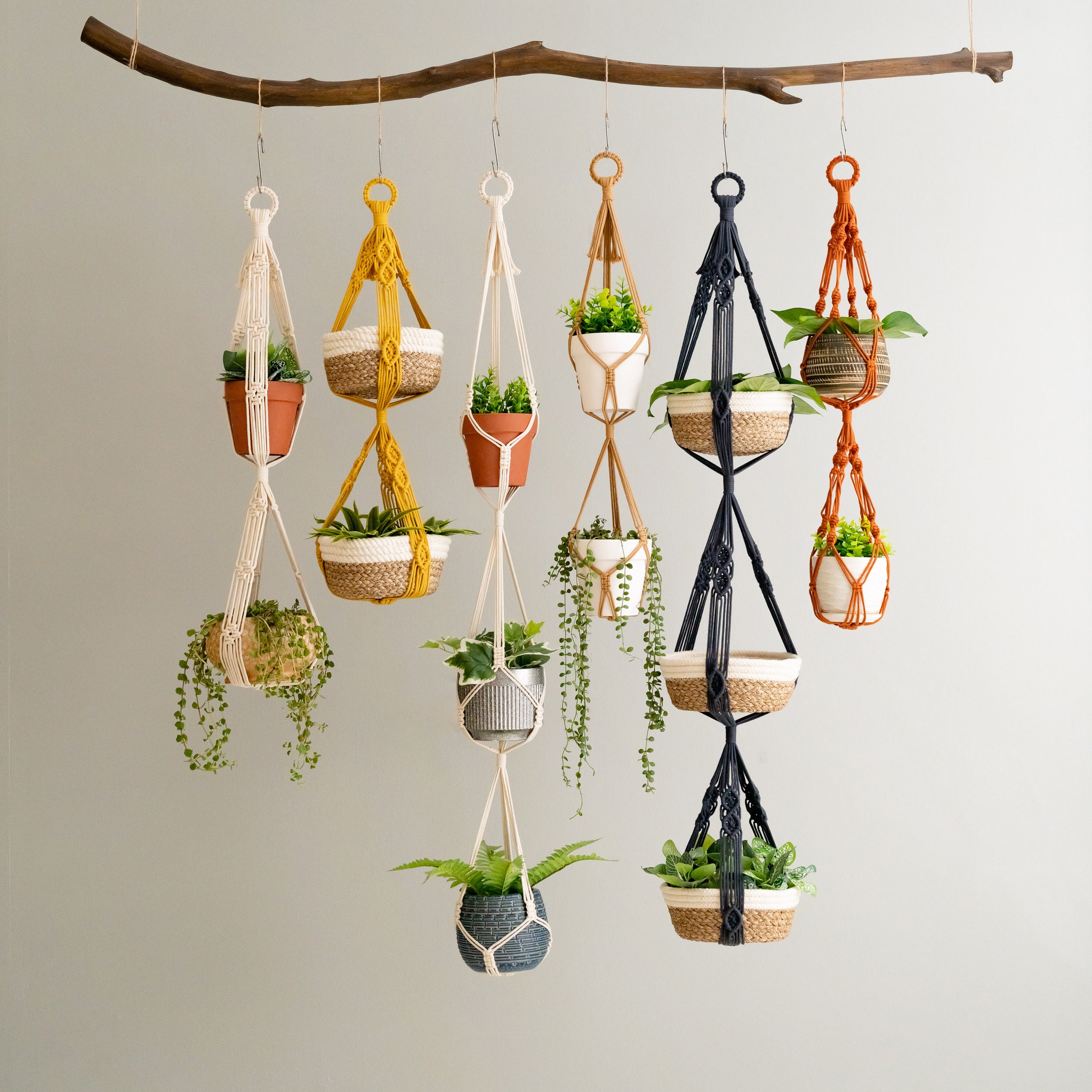 Multi Tier Macrame Plant Hanger Without Tassel - Cotton Rope Decor I73