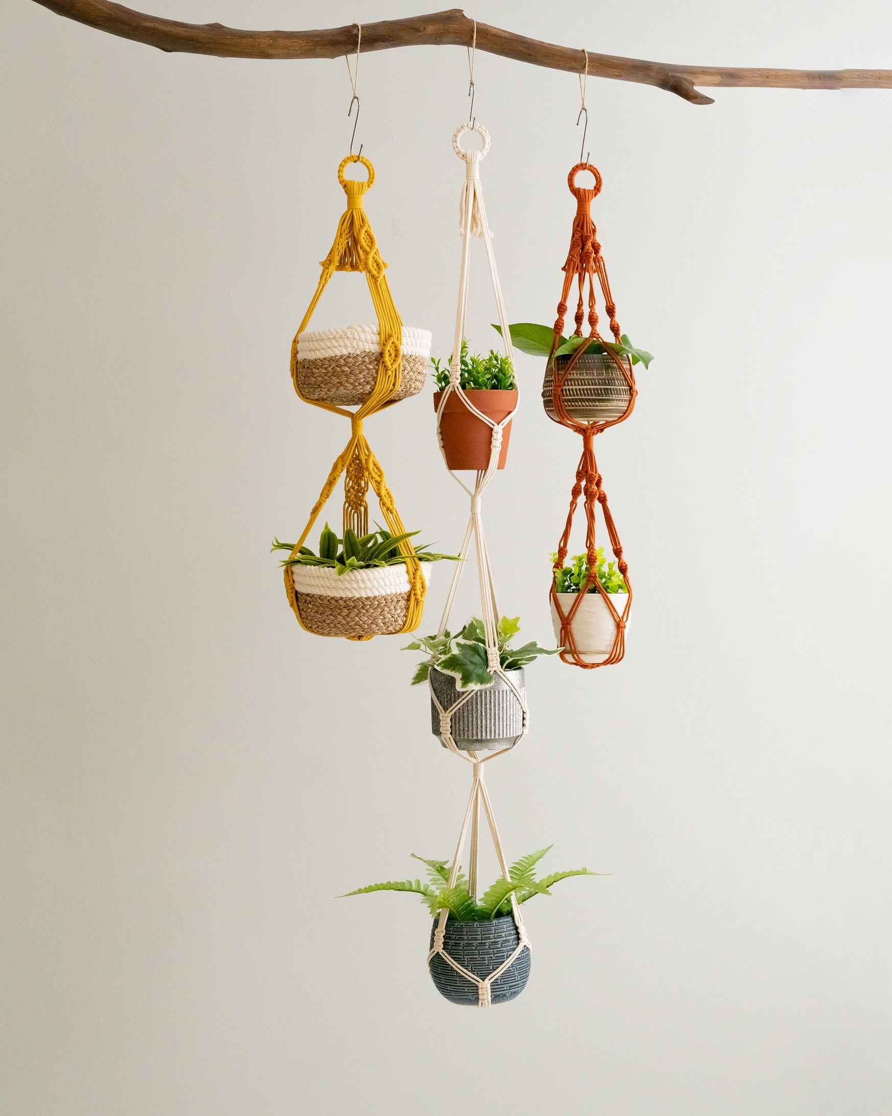 Multi Tier Macrame Plant Hanger Without Tassel - Cotton Rope Decor I73