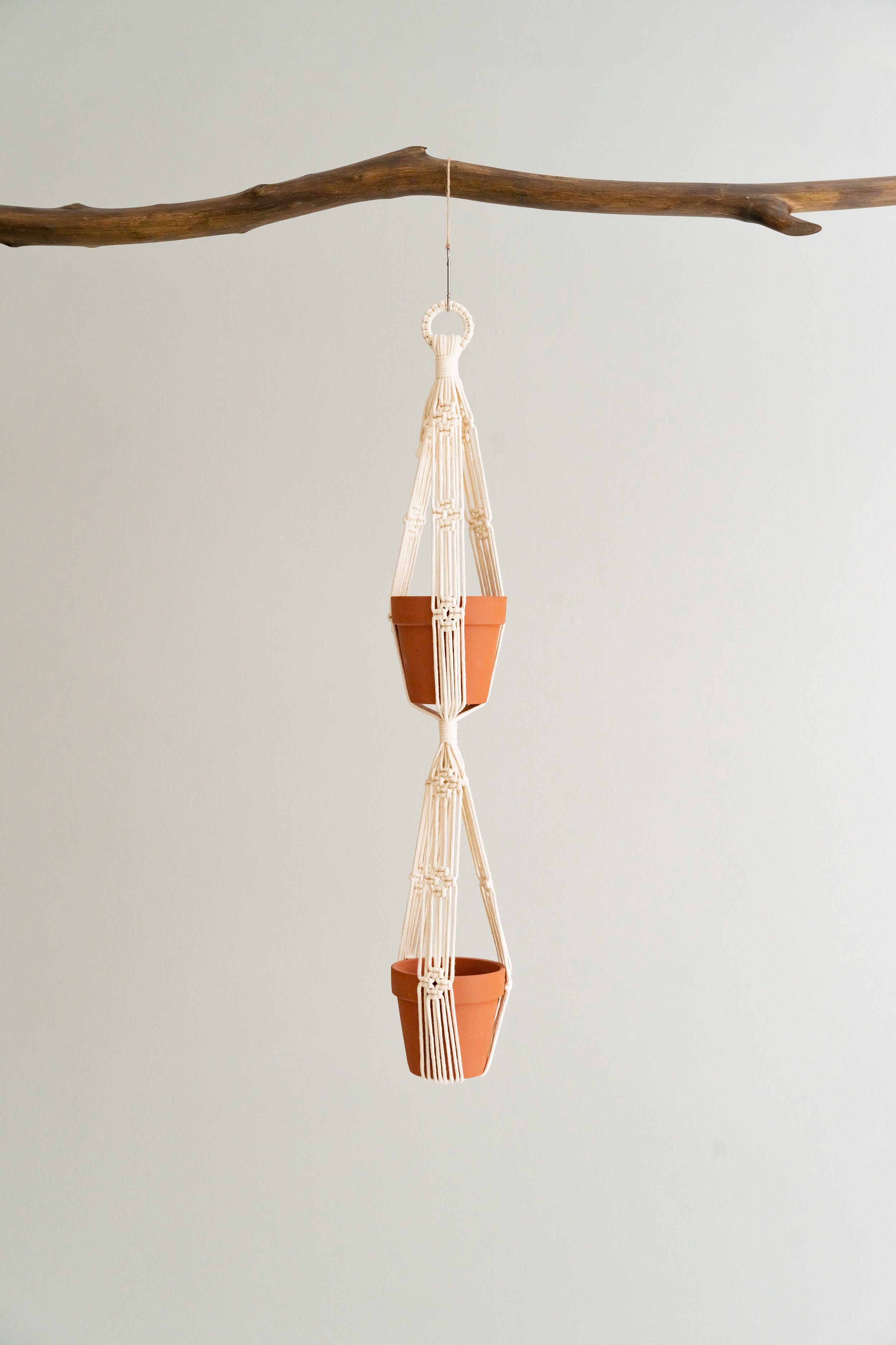 Multi Tier Macrame Plant Hanger Without Tassel - Cotton Rope Decor I73