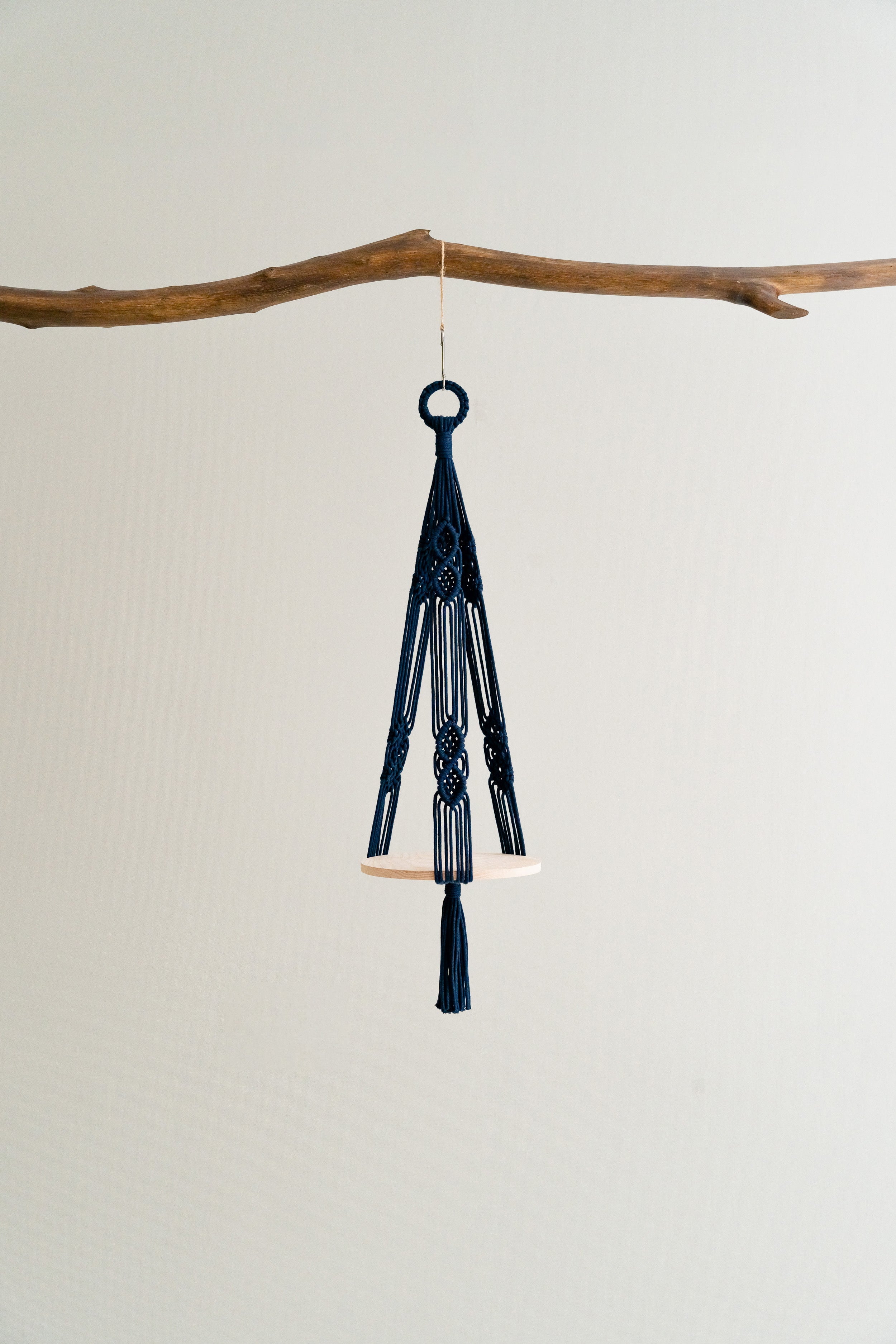 Boho Wooden Board Plant Hanger – Cotton Cord Indoor Plant Shelf S23