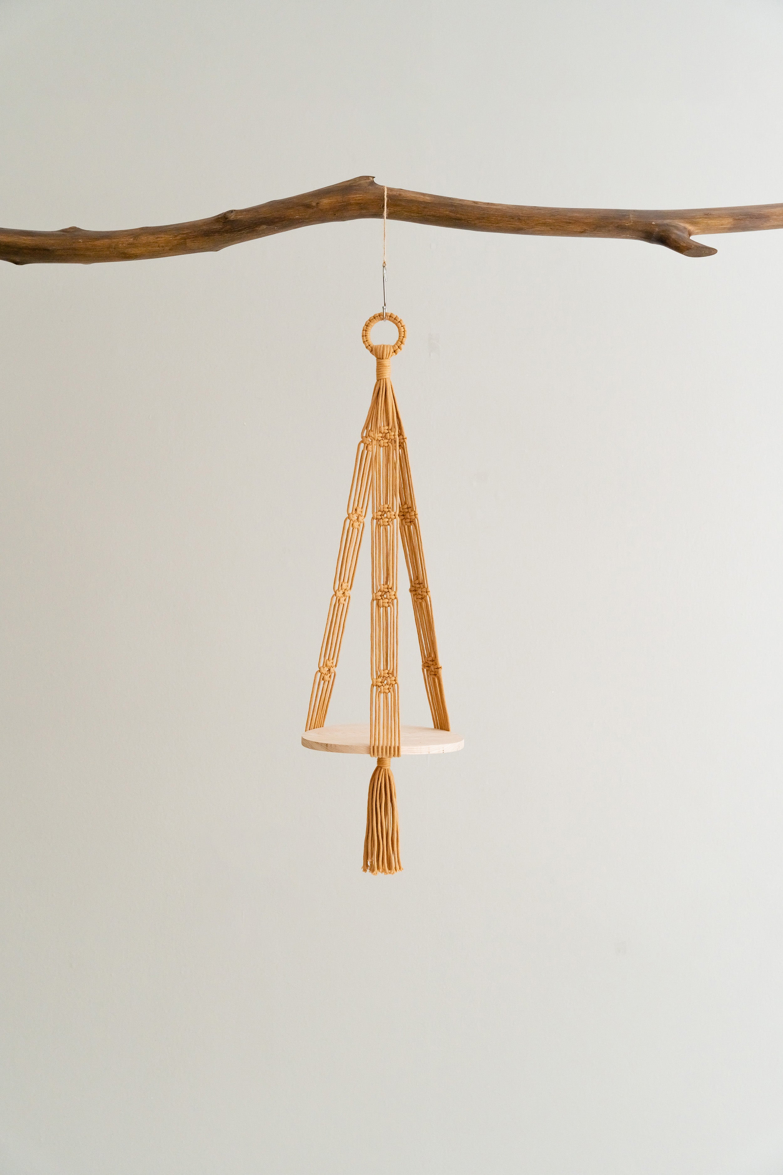 Boho Wooden Board Plant Hanger – Cotton Cord Indoor Plant Shelf S23