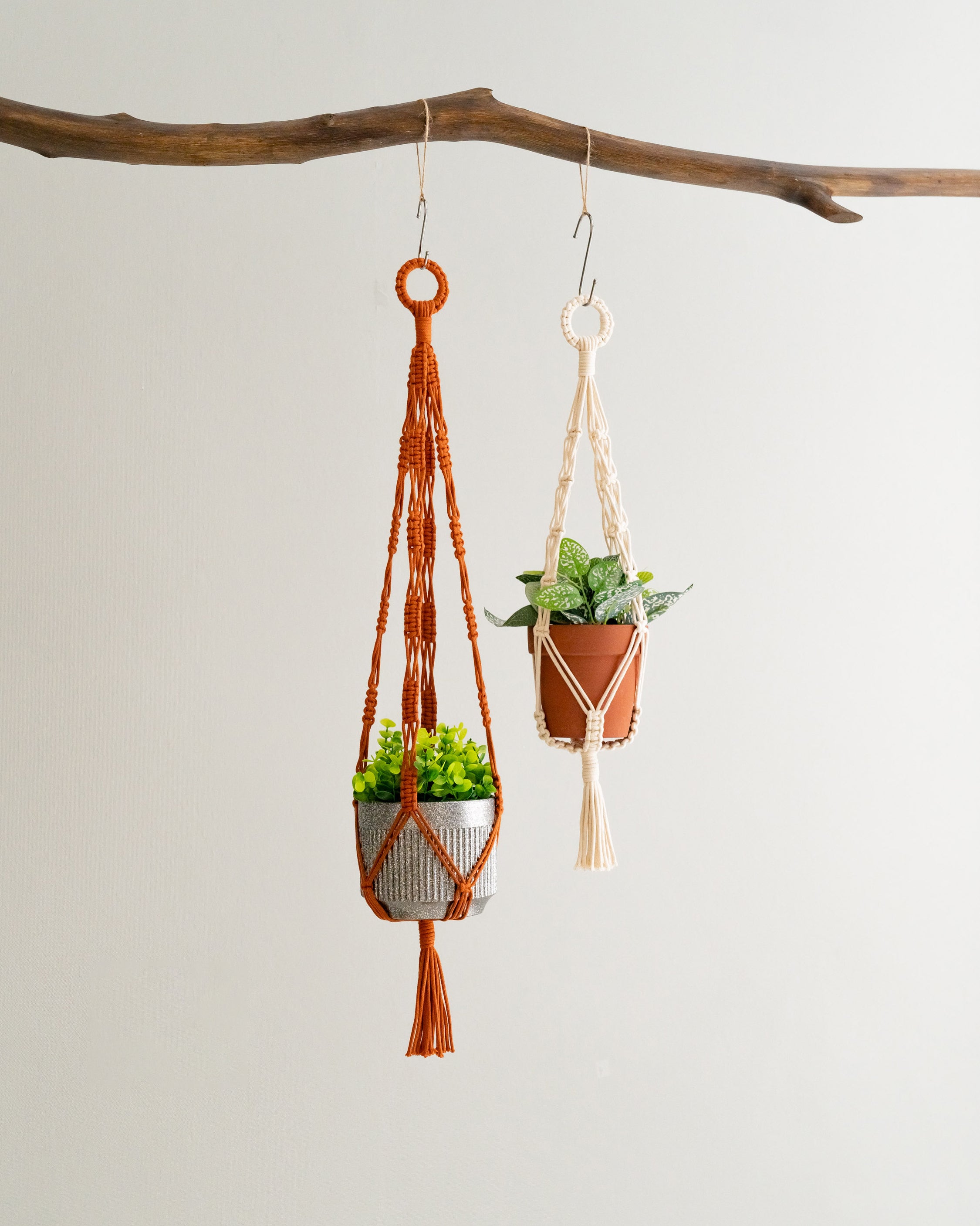 Macrame Hanging Plant Holder – Boho Cotton Rope Wall Hanger H75