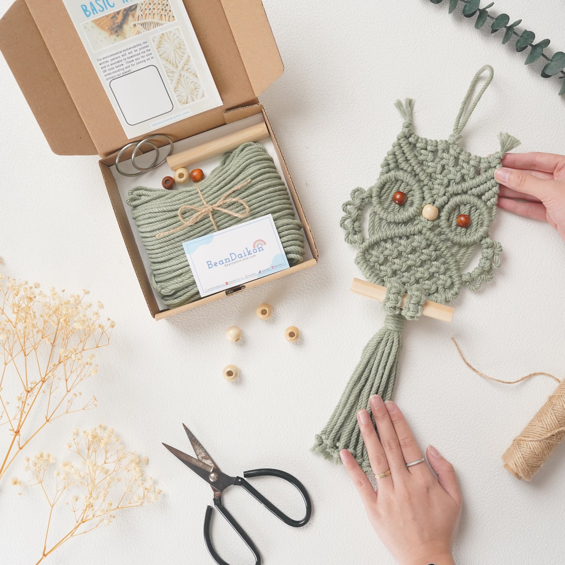 Macrame Owl DIY Kit macrame cord and owl wall hanging K51