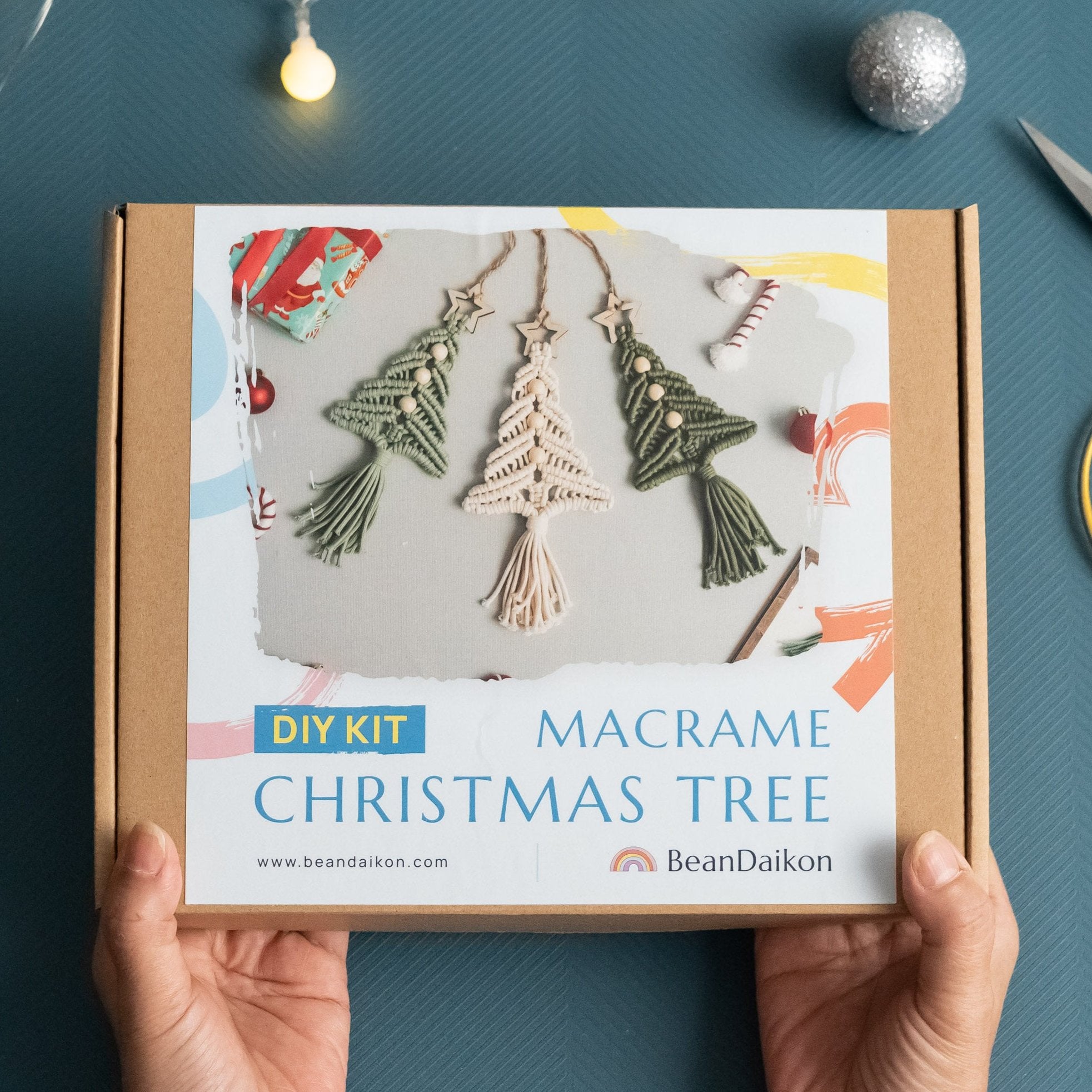 Mini Macrame Christmas Tree DIY Kit – Cotton Ornament Craft Kit K63