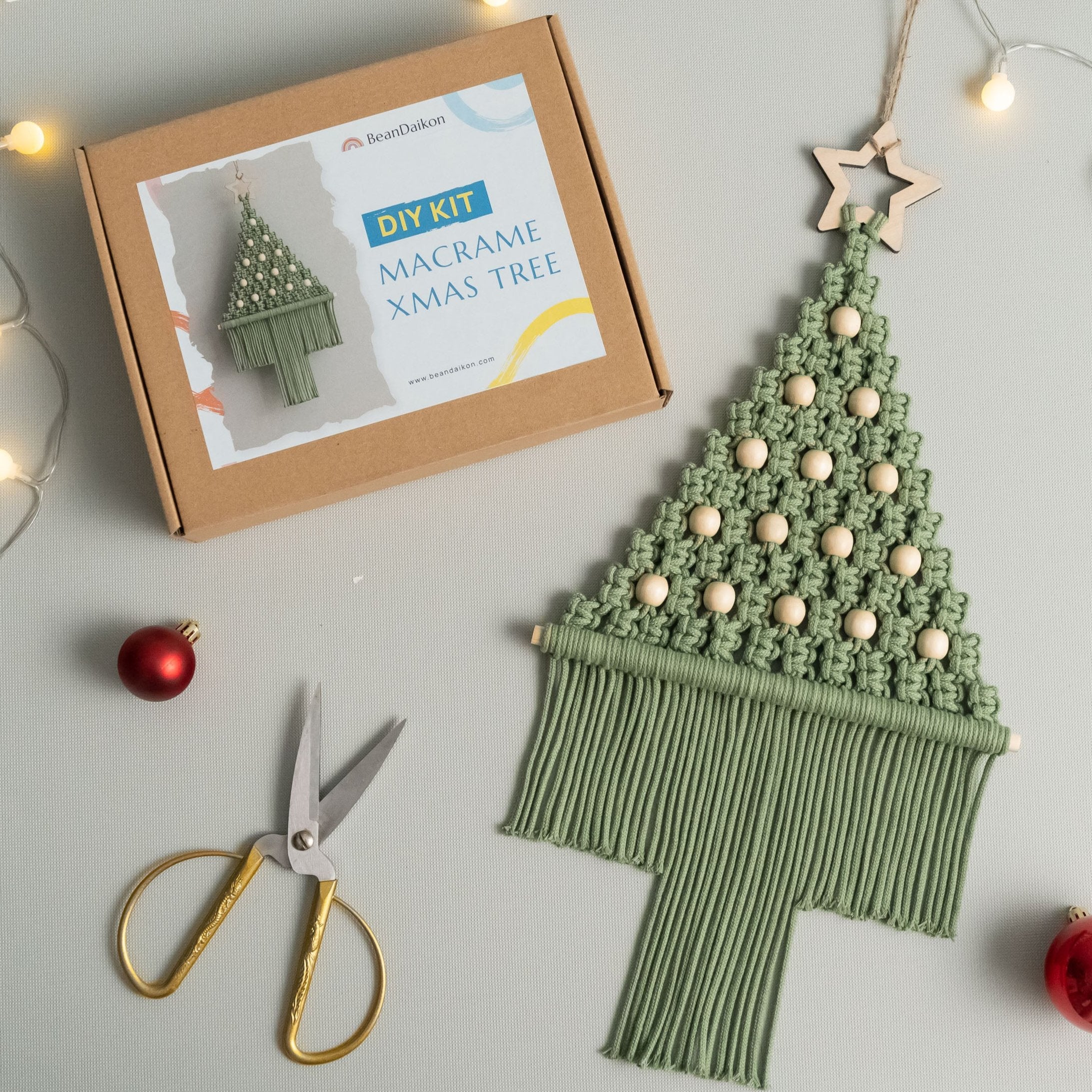 Christmas Macrame Wall Hanging – Cotton DIY Xmas Tree Kit K31