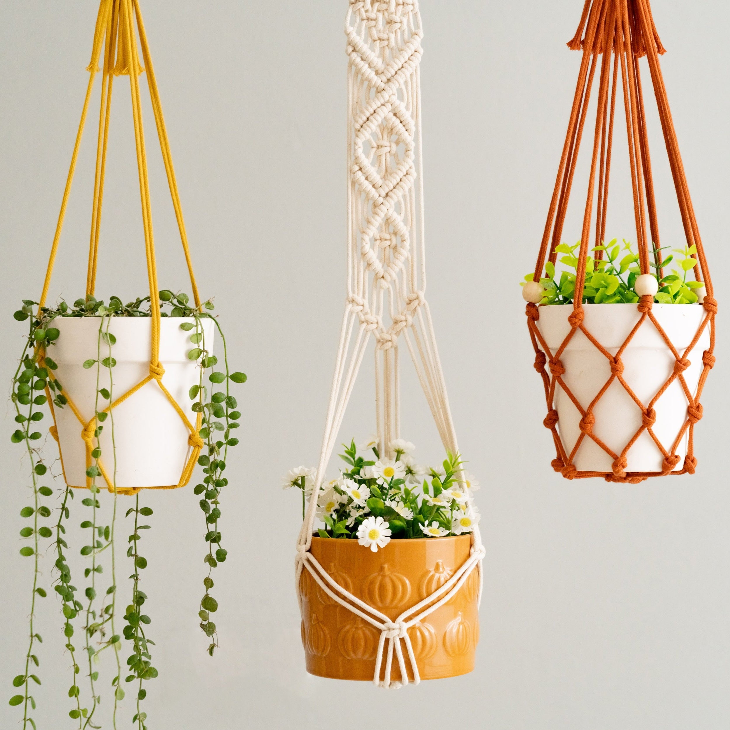 Boho Cotton Macrame Plant Hanger – Hanging Planter I70