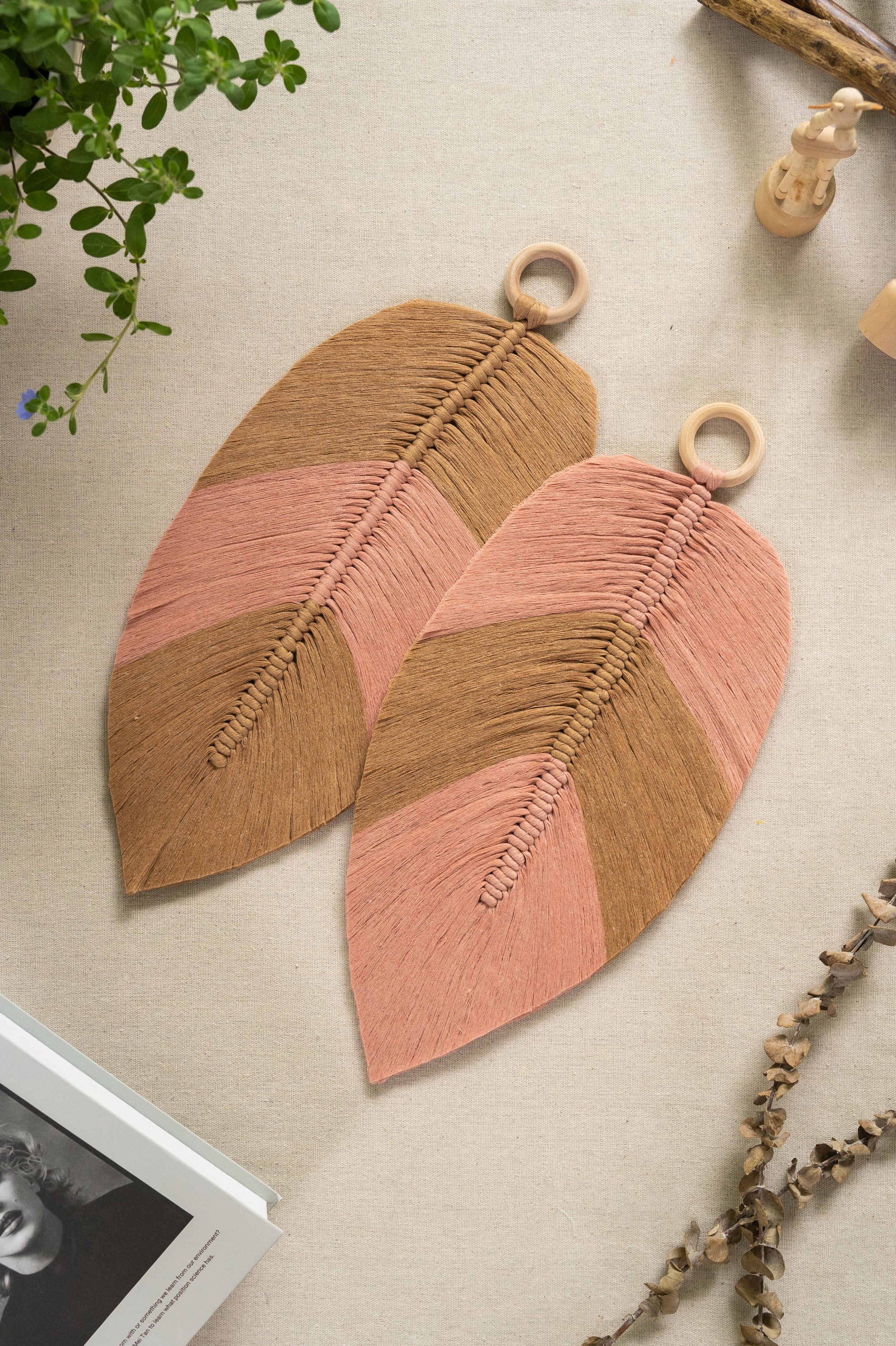 Macrame Leaf Wall Hanging for Farmhouse Decor L11