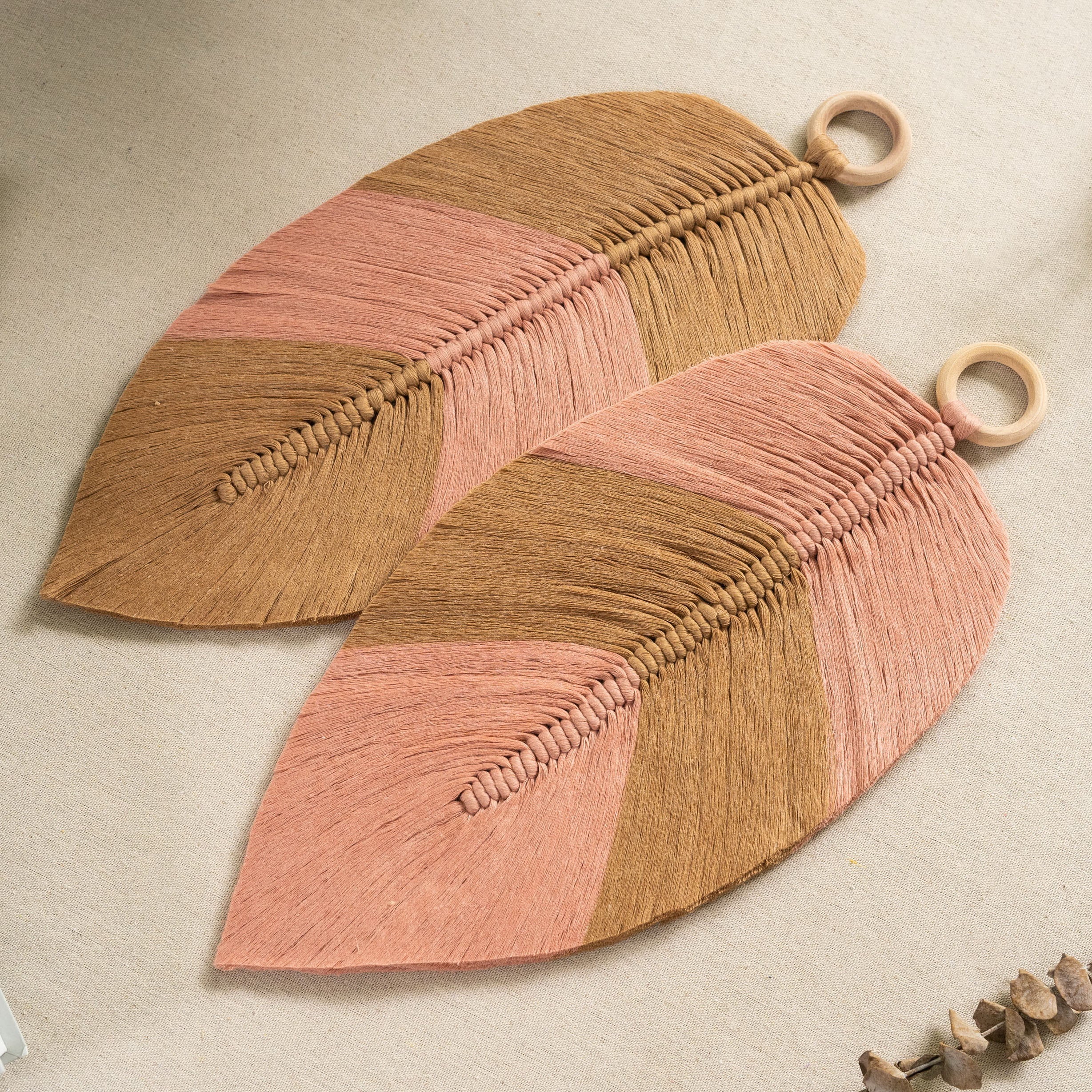 Macrame Leaf Wall Hanging for Farmhouse Decor L11