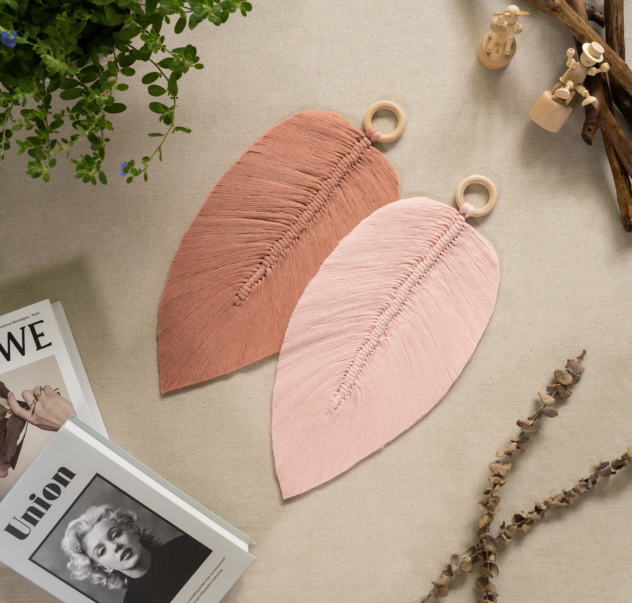 Macrame Leaf Wall Hanging for Boho Wall Decor L11