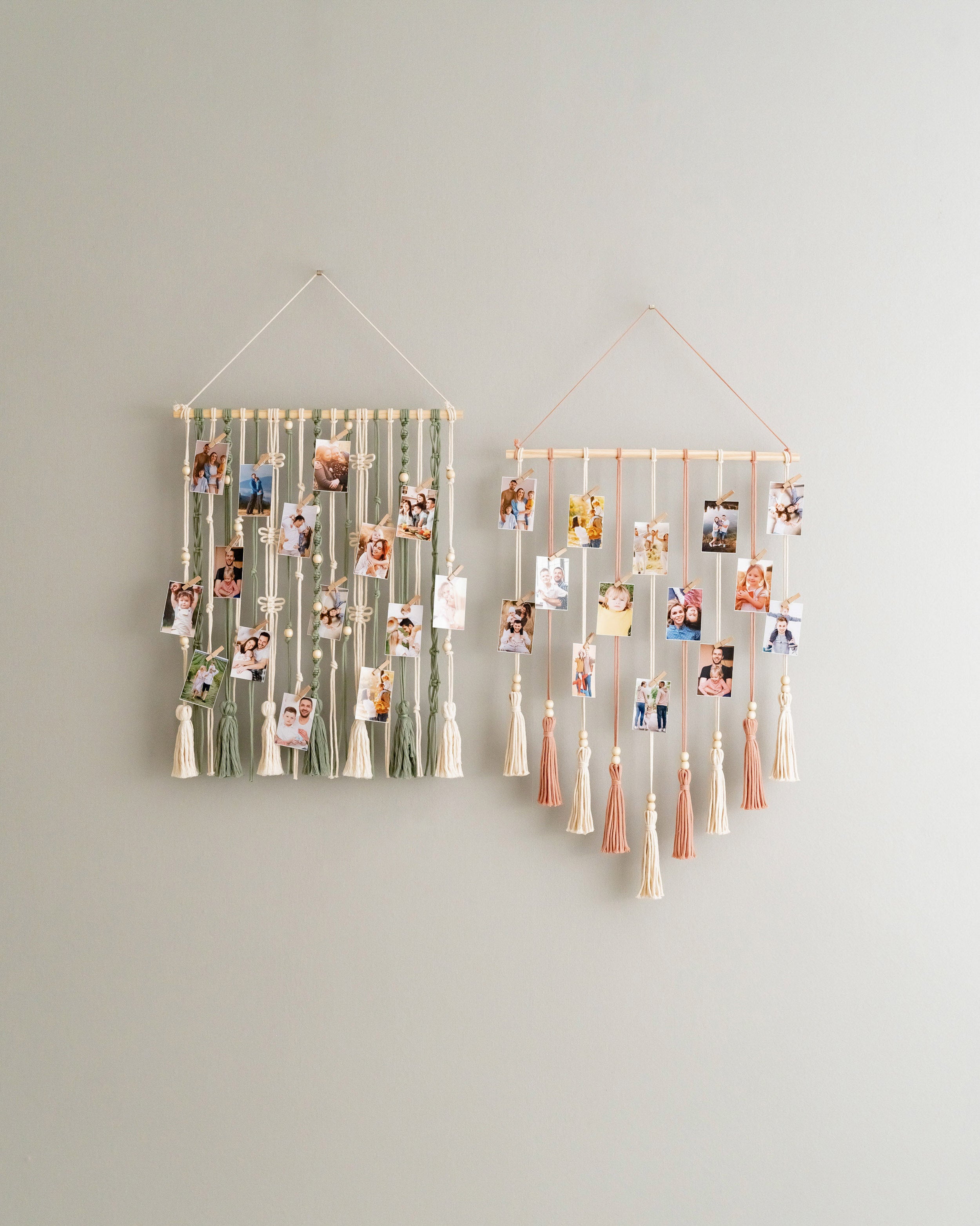 Macrame Photo Display – Boho Wall Hanging with Tassels I76