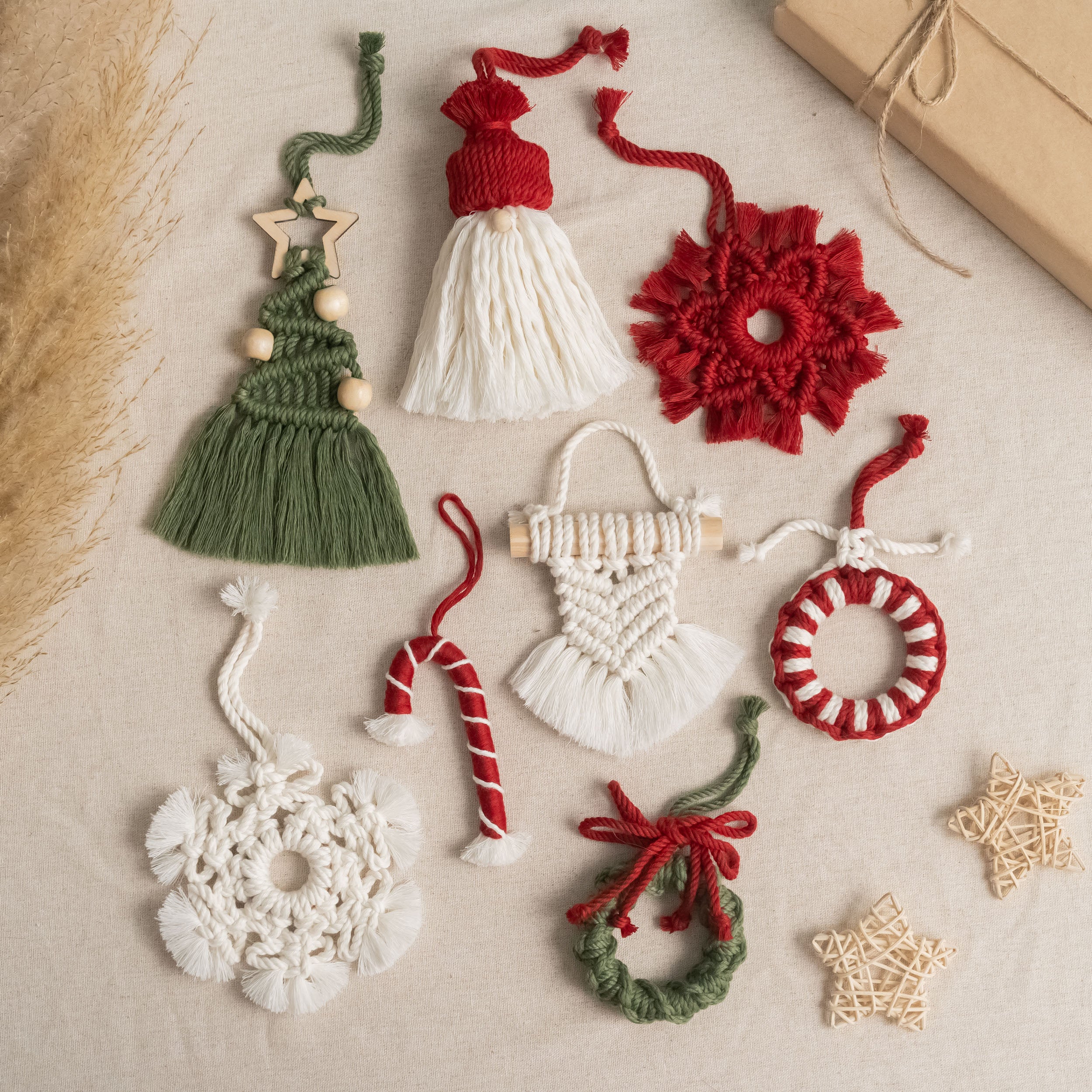 Christmas Craft Kit – Macrame Ornaments DIY Kit with Cotton Cord K26