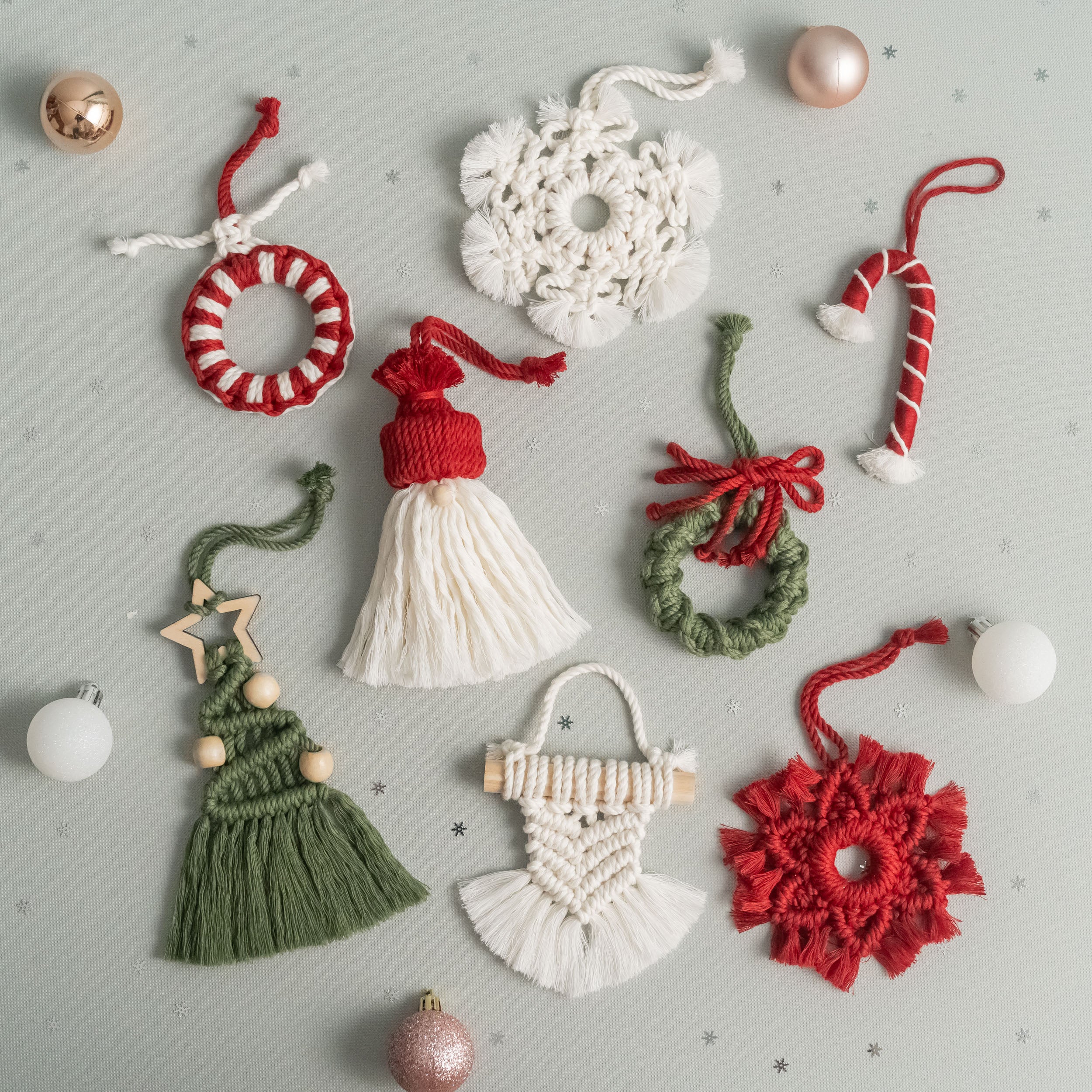 Christmas Craft Kit – Macrame Ornaments DIY Kit with Cotton Cord K26