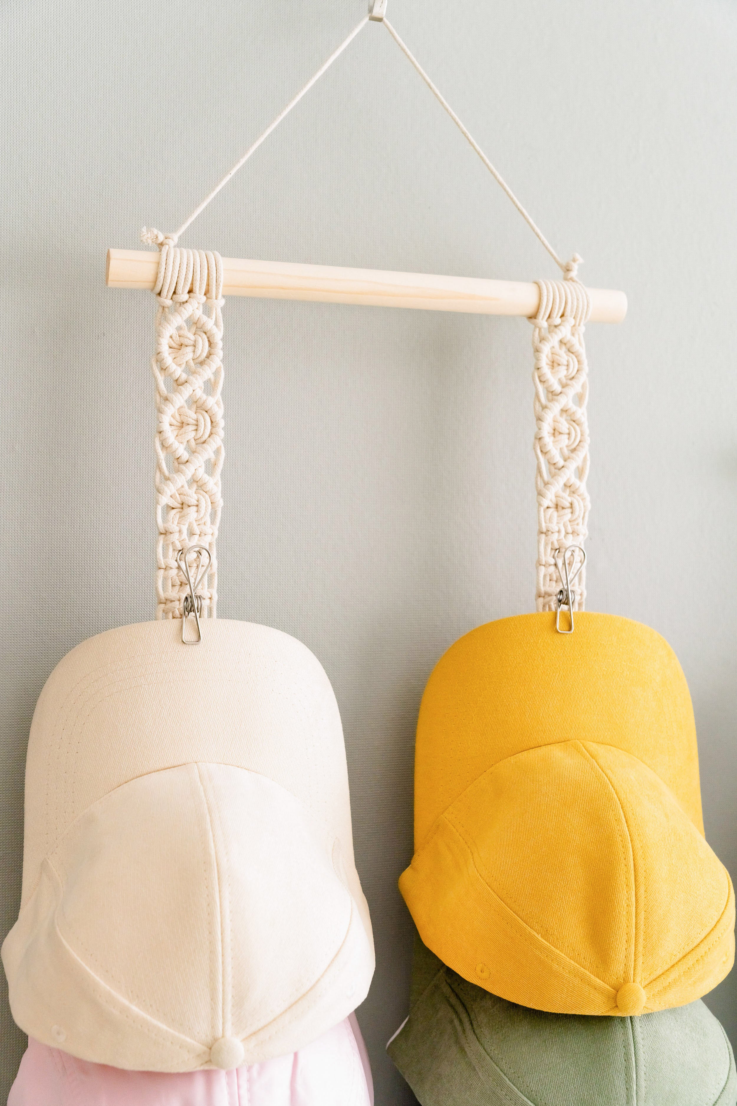 Macrame Baseball Cap Holder Combo - Strap Hat Organizer for Wall H43