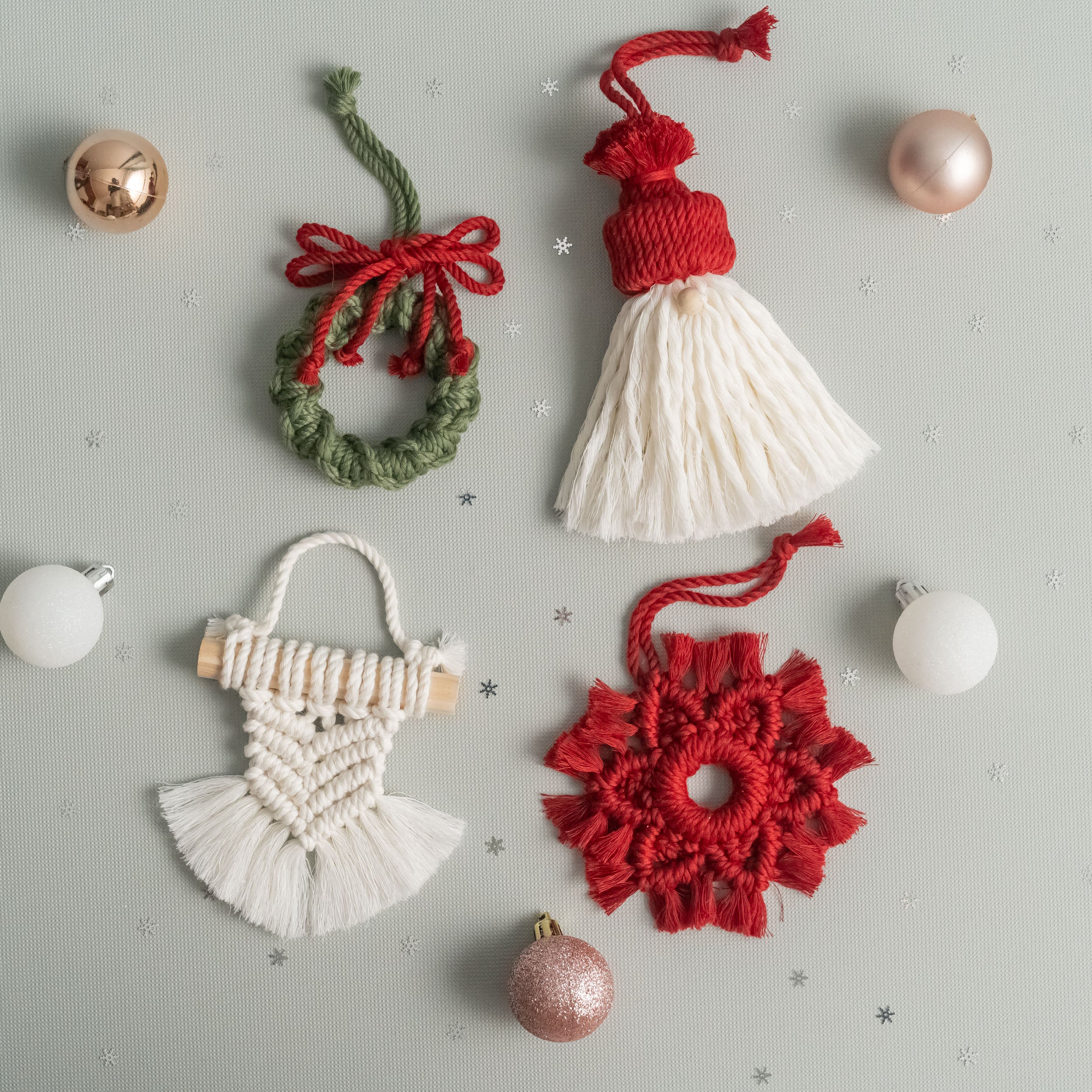 Christmas Craft Kit – Macrame Ornaments DIY Kit with Cotton Cord K26