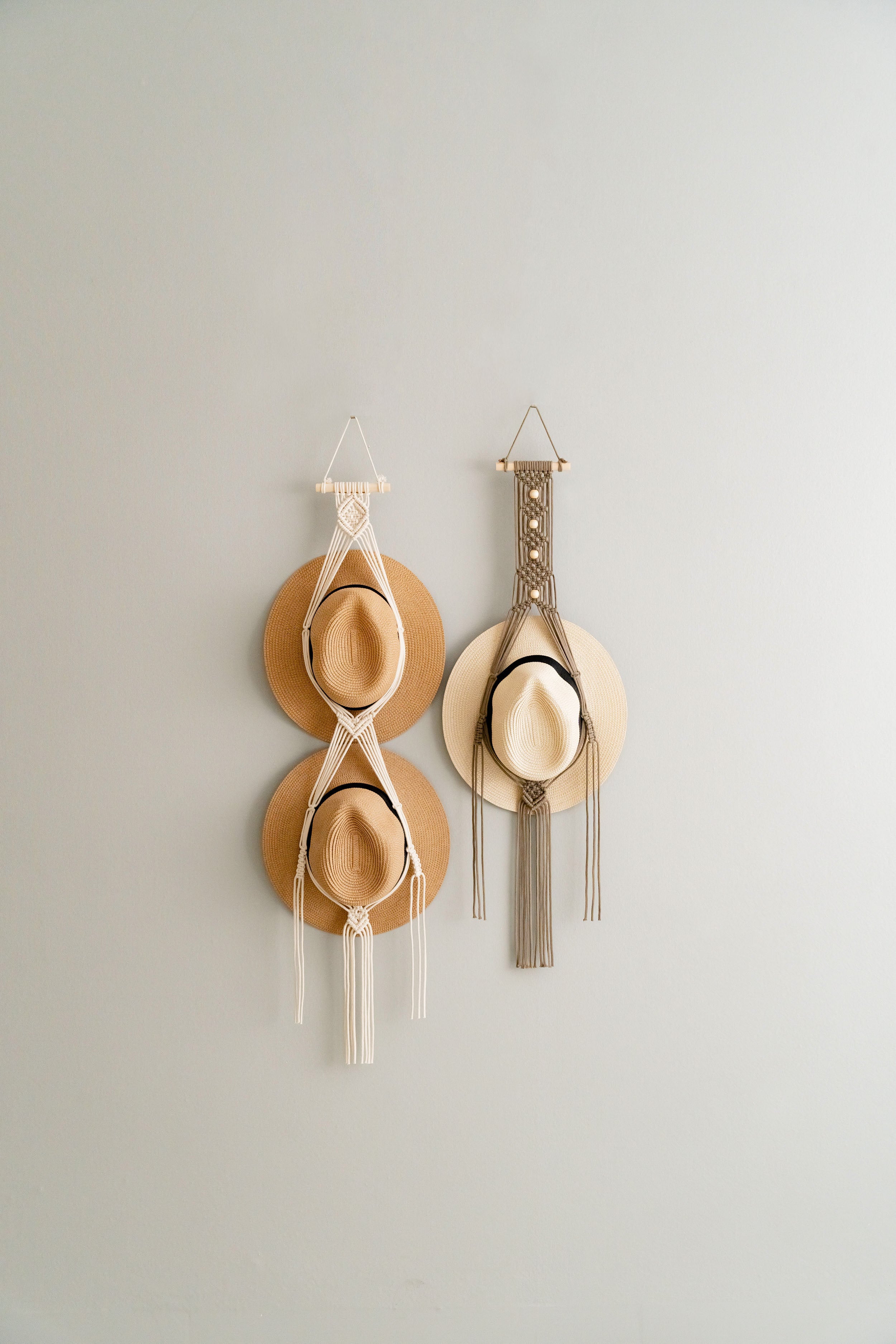 Macrame Hat Hanger – Boho Wall Organizer for Hats & Accessories I45