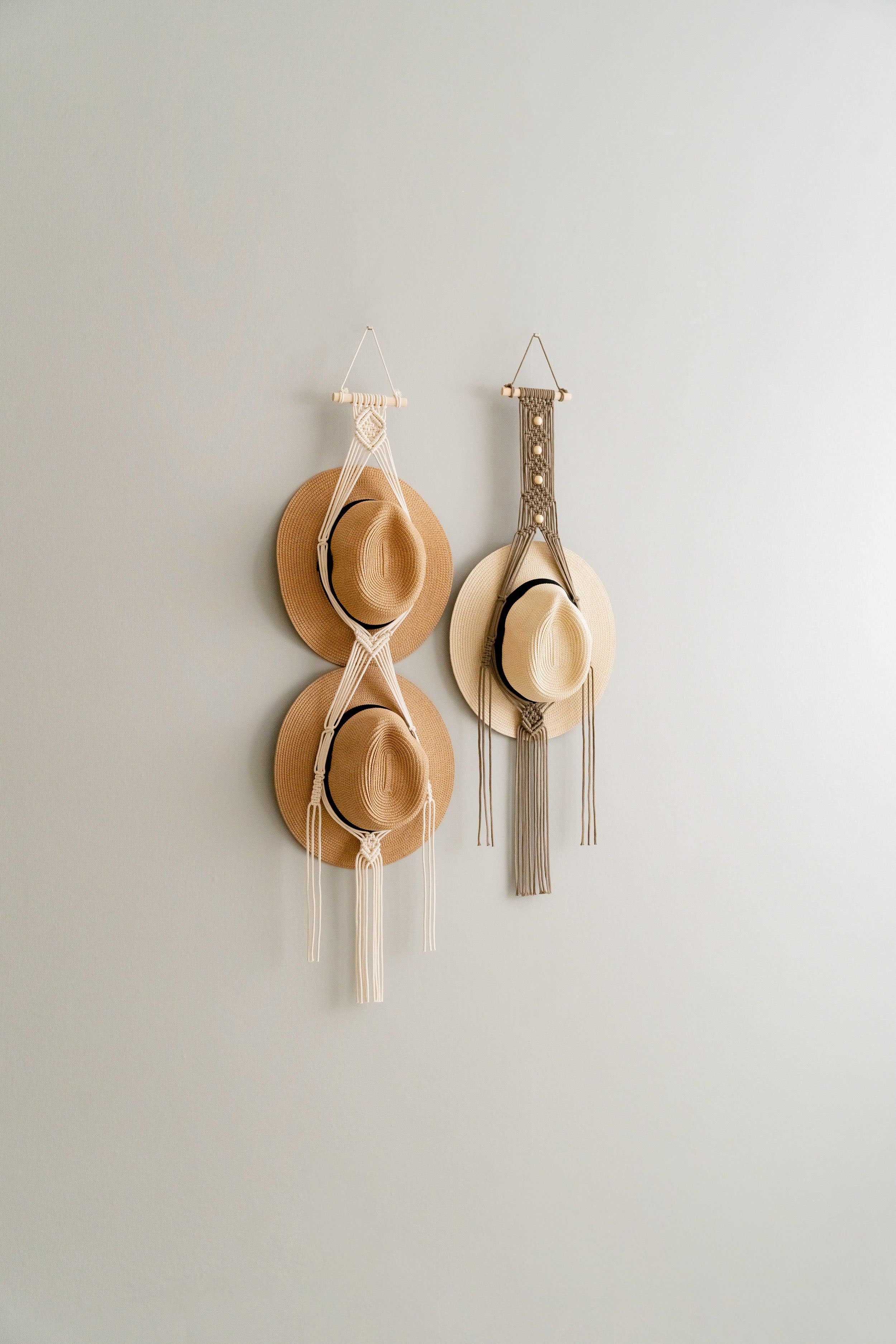Macrame Hat Hanger – Boho Wall Organizer for Hats & Accessories I45