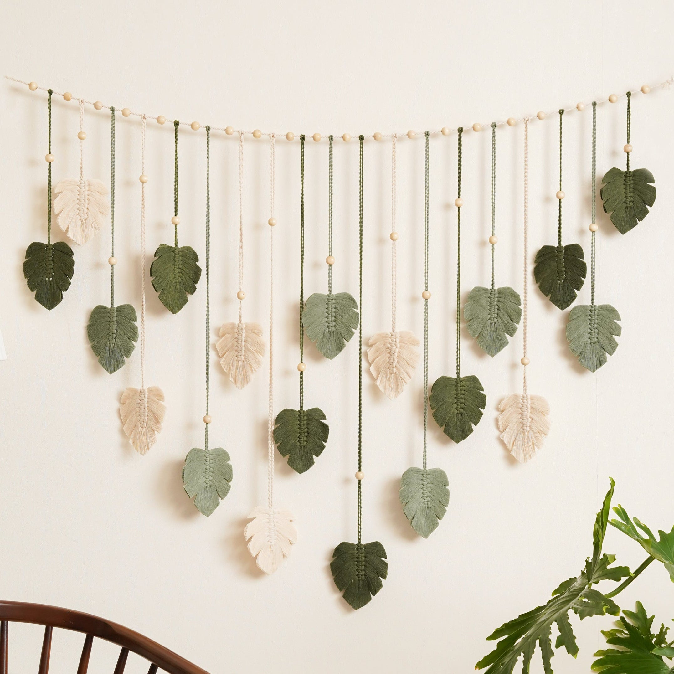 Macrame Leaves Garland macrame cord and Boho Home Decor L09