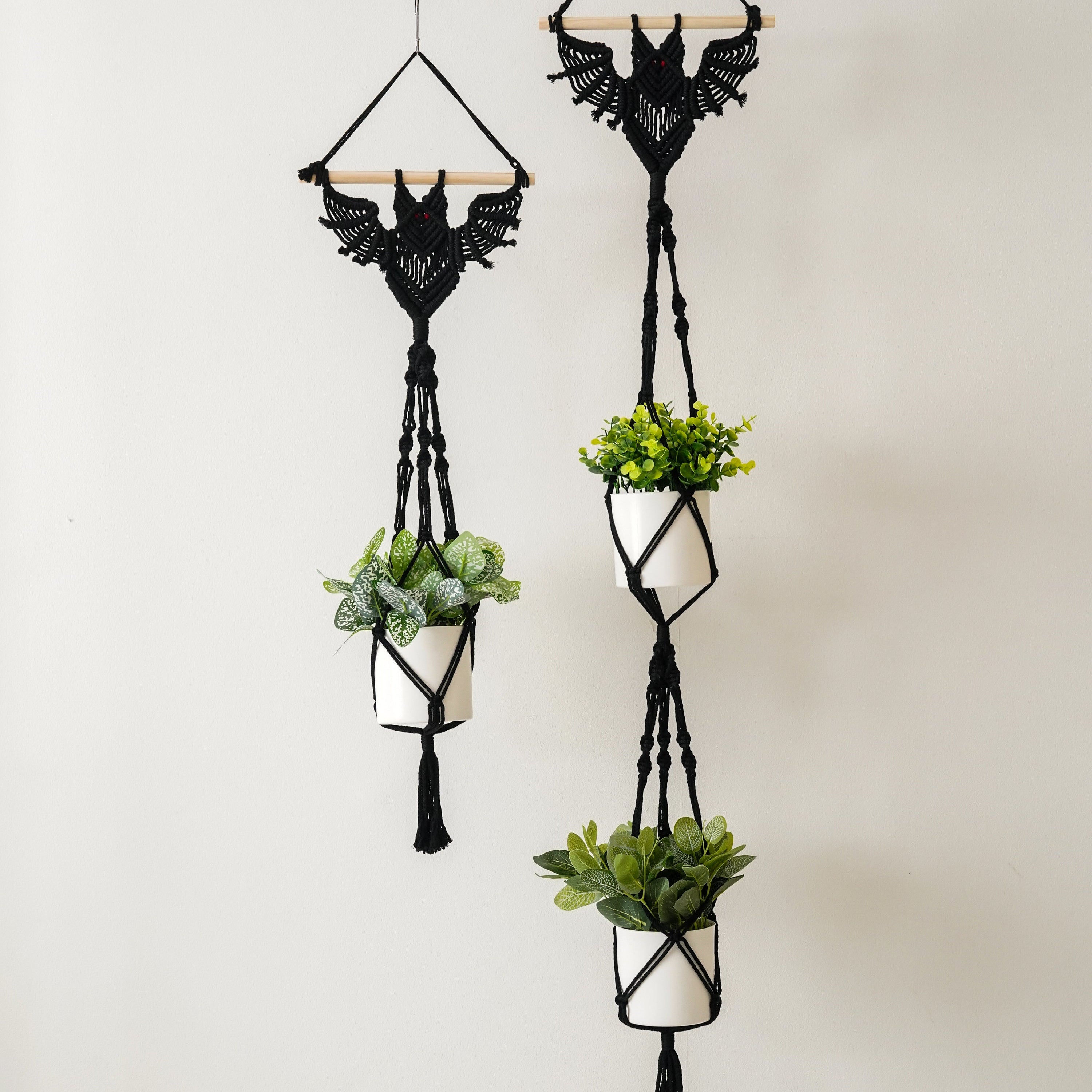 Macrame Bat Inspired Plant Hanger for Gothic Wall Decor I04