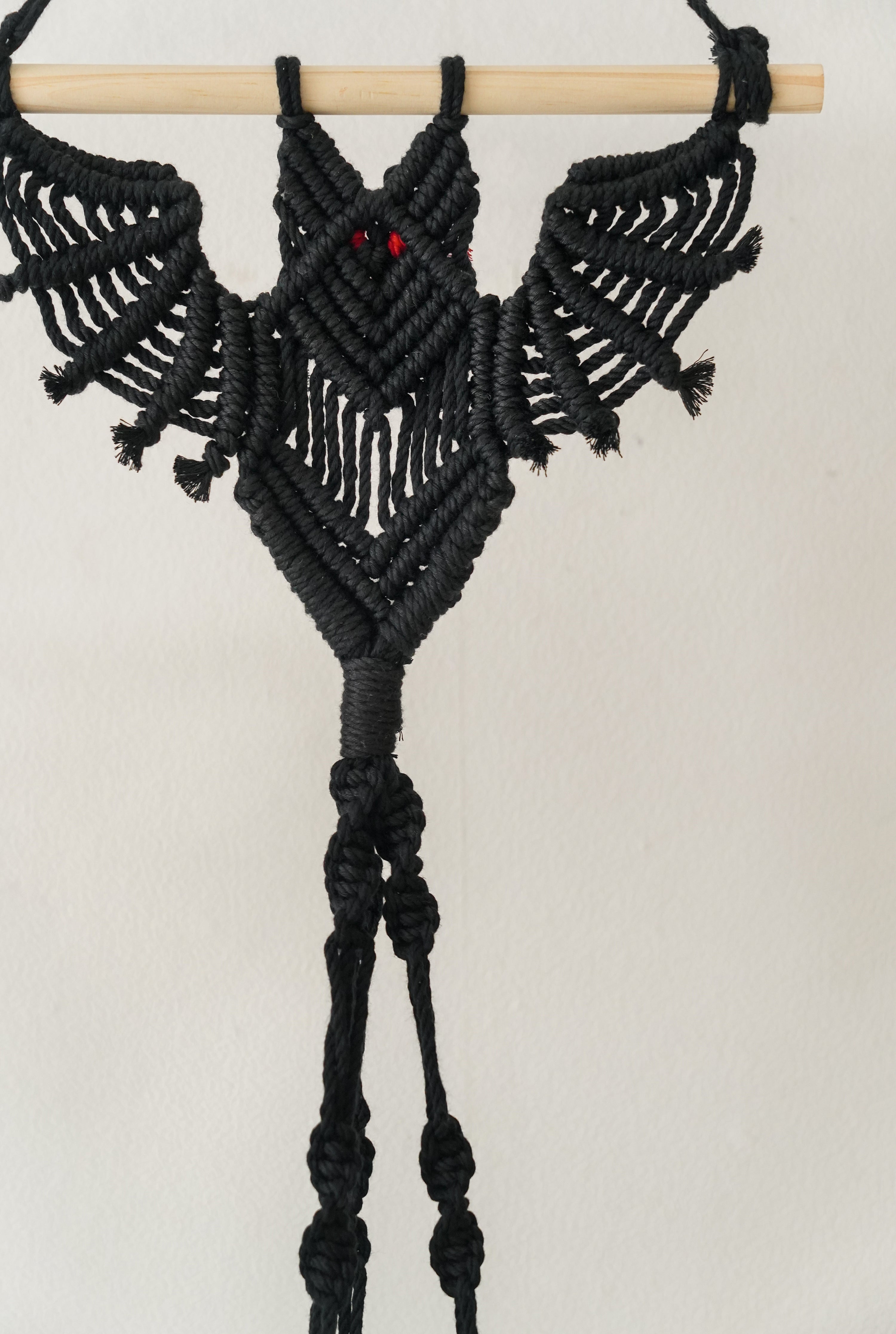 Macrame Bat Inspired Plant Hanger for Gothic Wall Decor I04