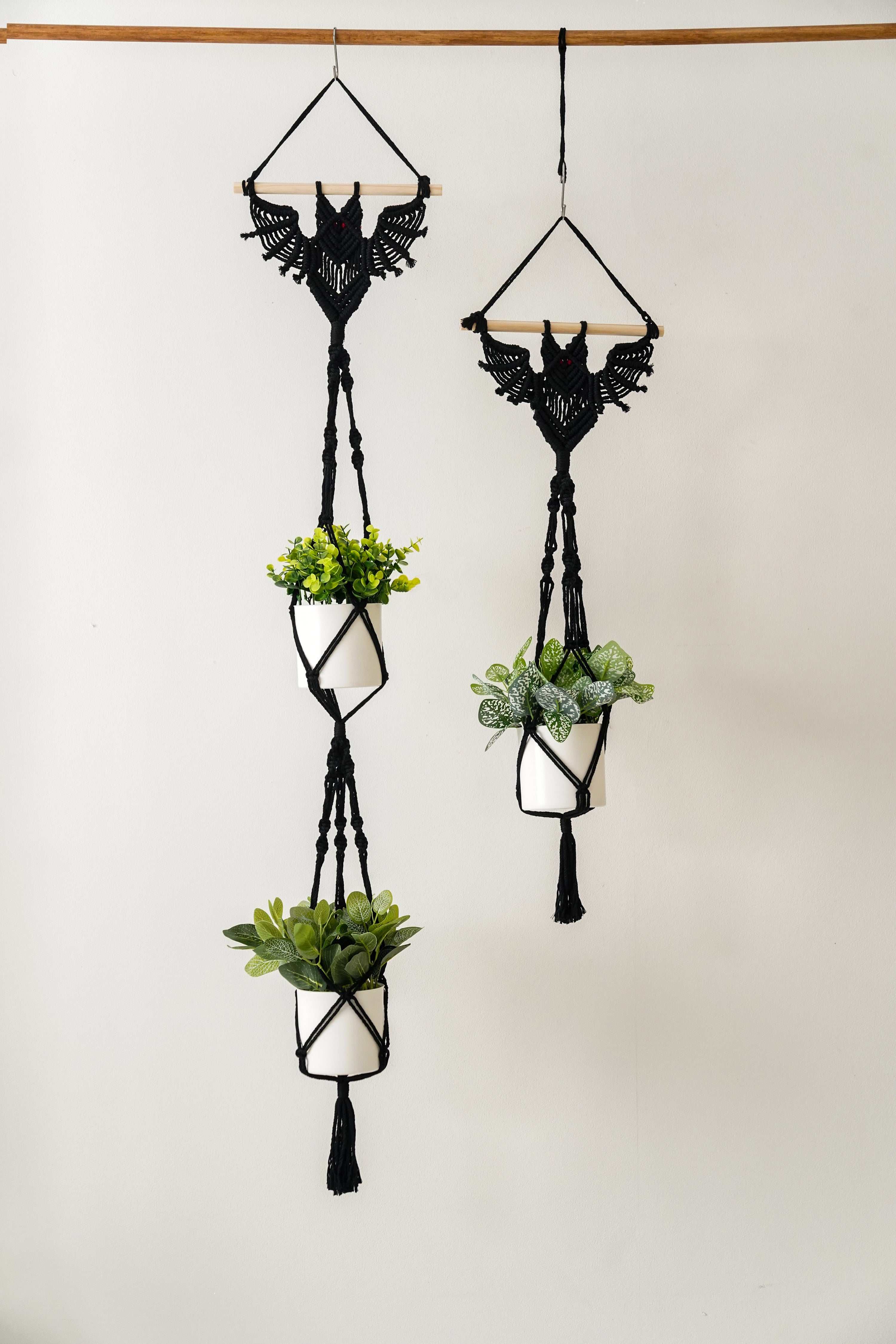 Macrame Bat Inspired Plant Hanger for Gothic Wall Decor I04