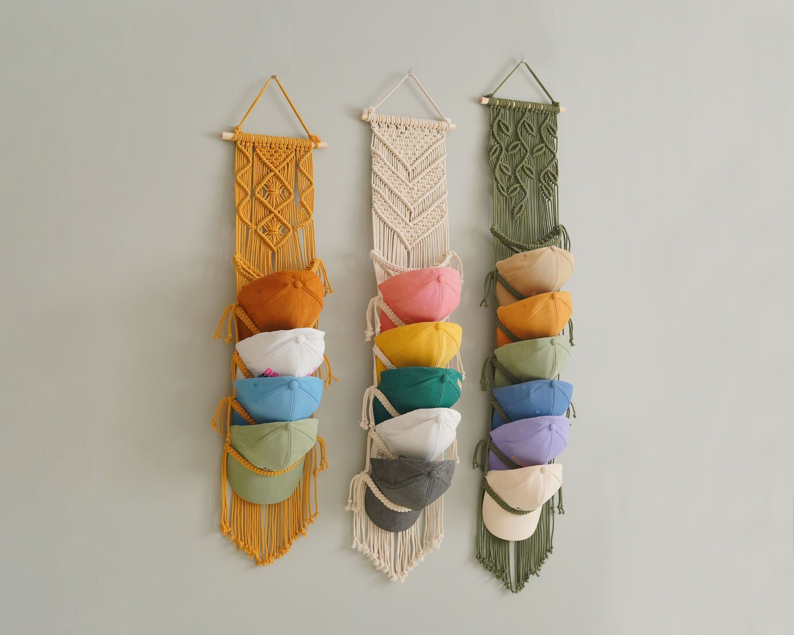 Stylish Macrame Cap Organizer - Wall Hanging Holder I06