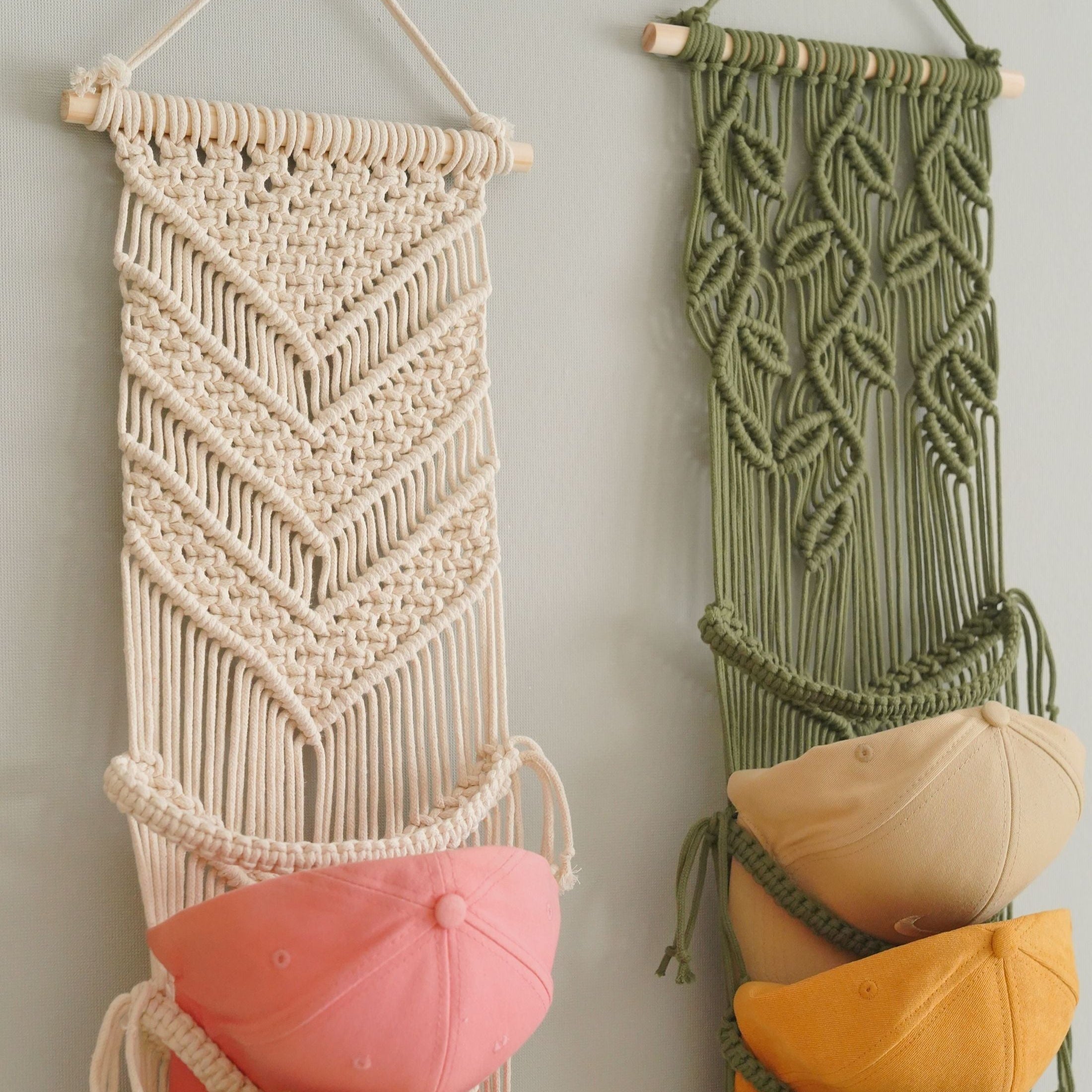 Stylish Macrame Cap Organizer - Wall Hanging Holder I06