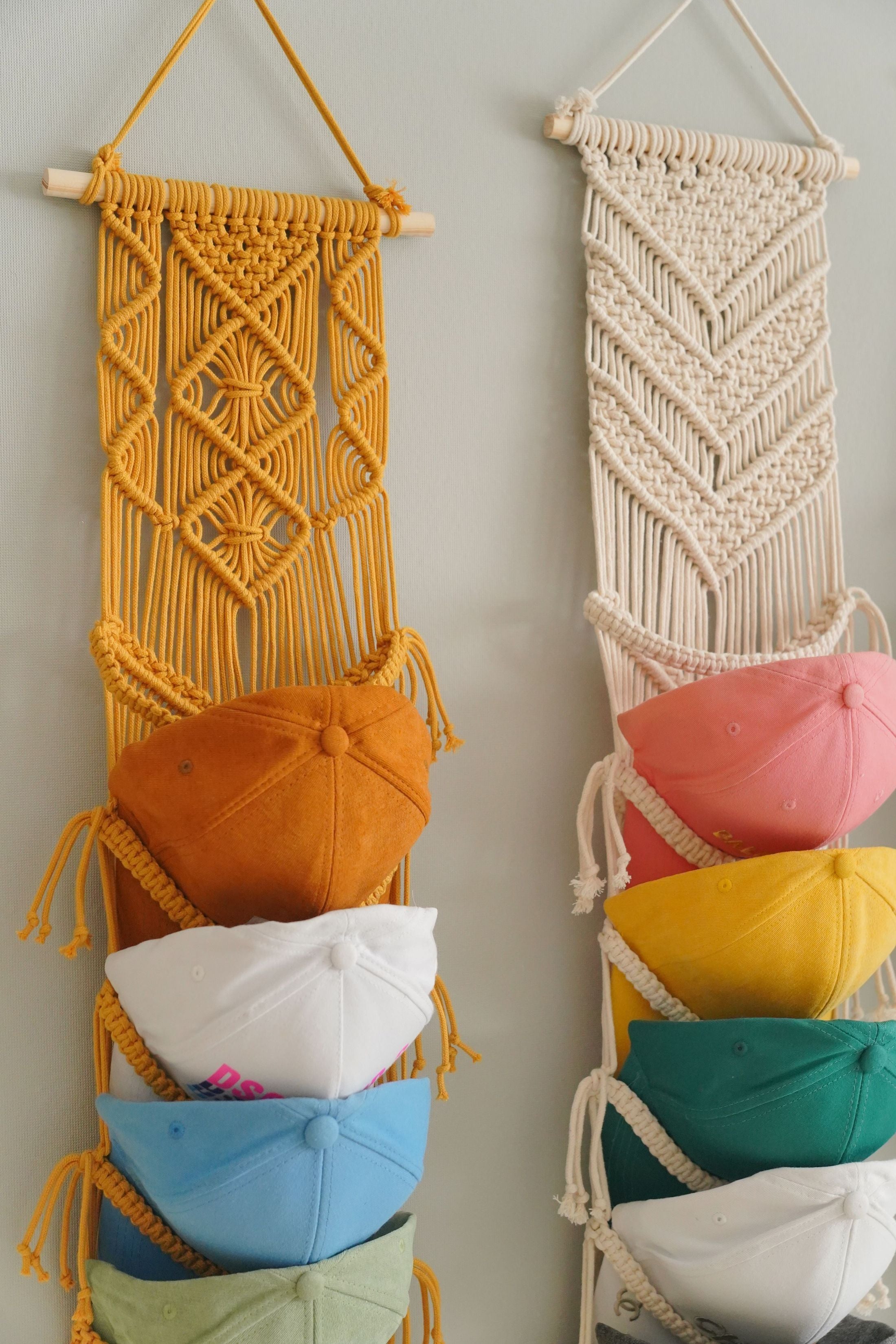 Stylish Macrame Cap Organizer - Wall Hanging Holder I06