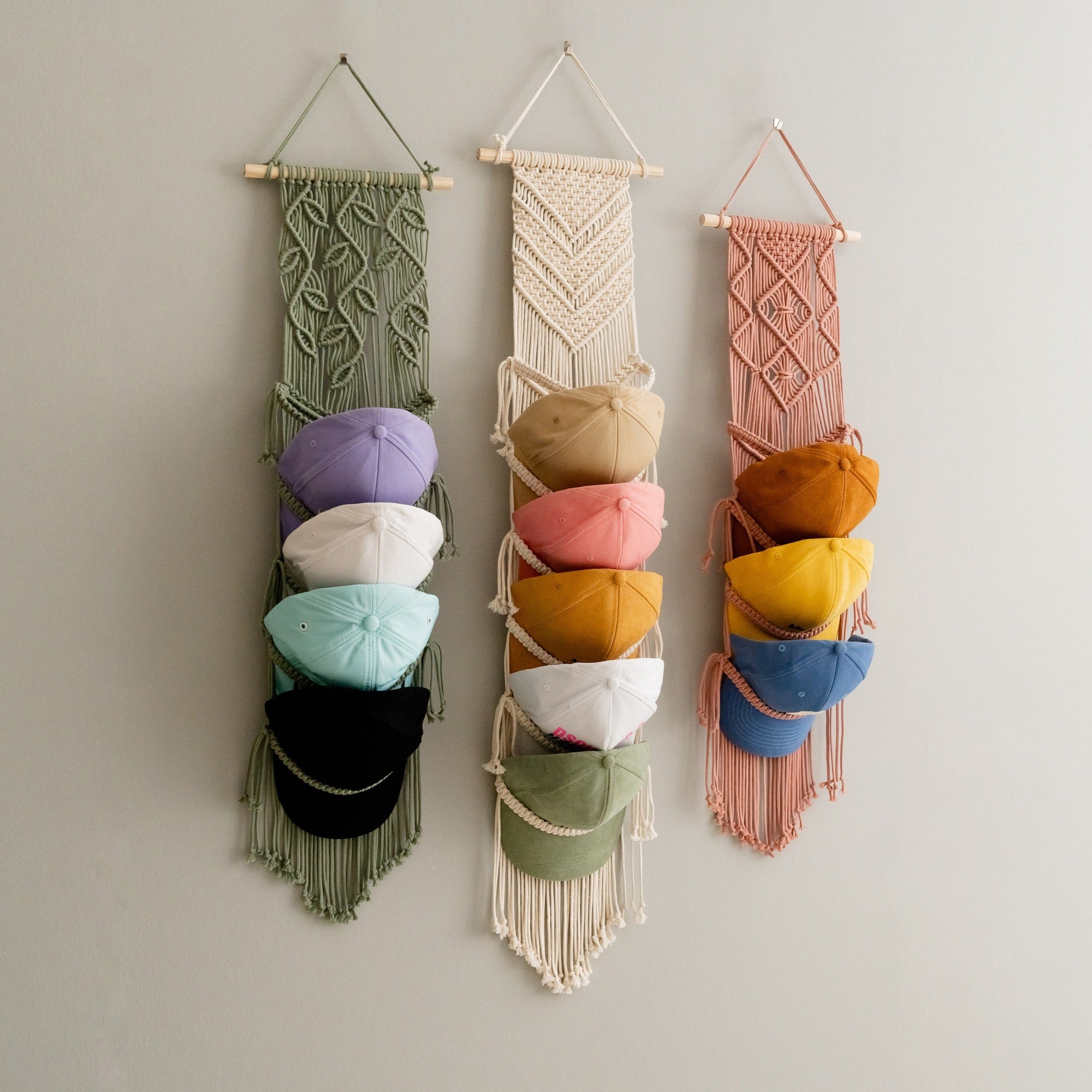 Stylish Macrame Cap Organizer - Wall Hanging Holder I06