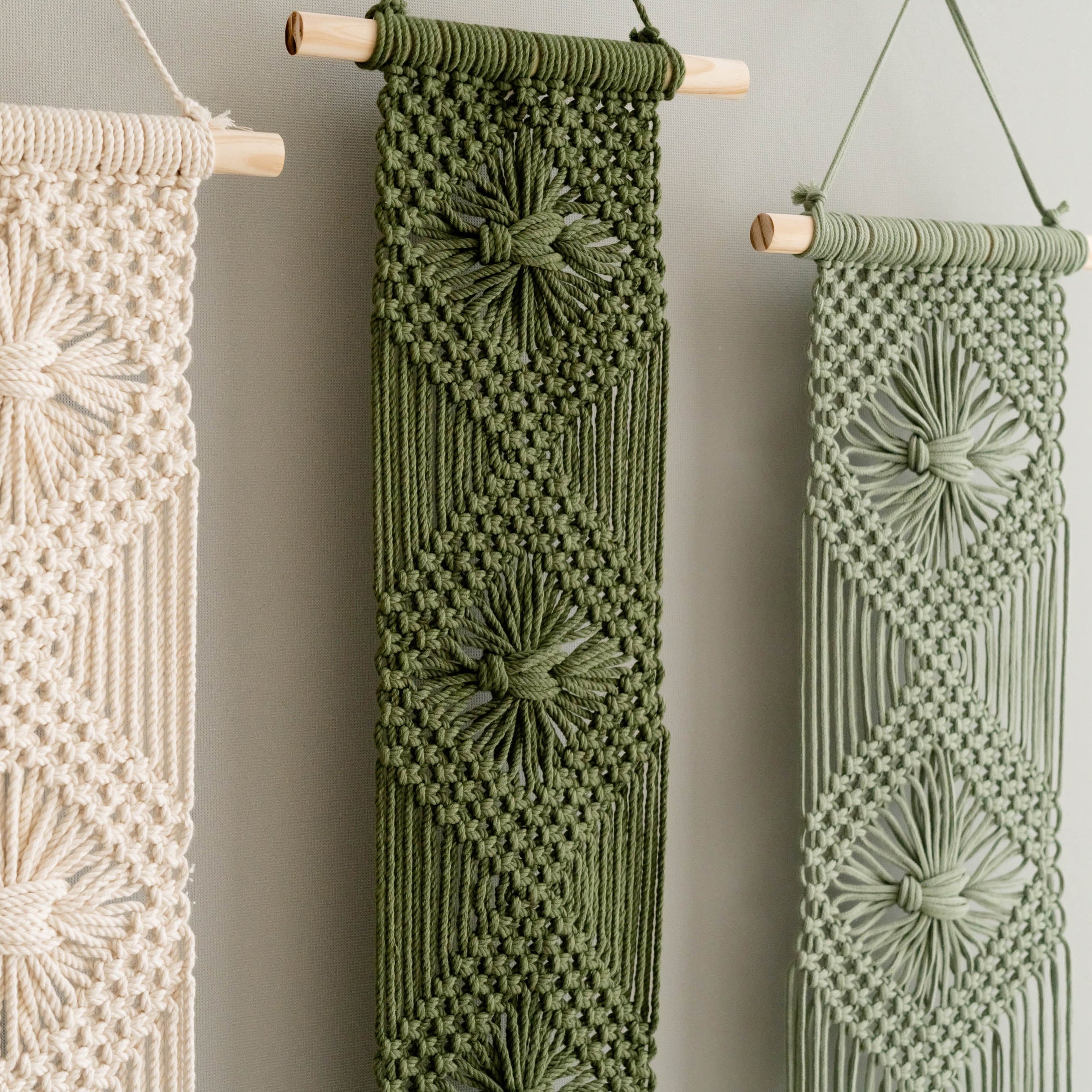 Diamond Macrame Wall Hanging – Boho Cotton Wall Decor W66