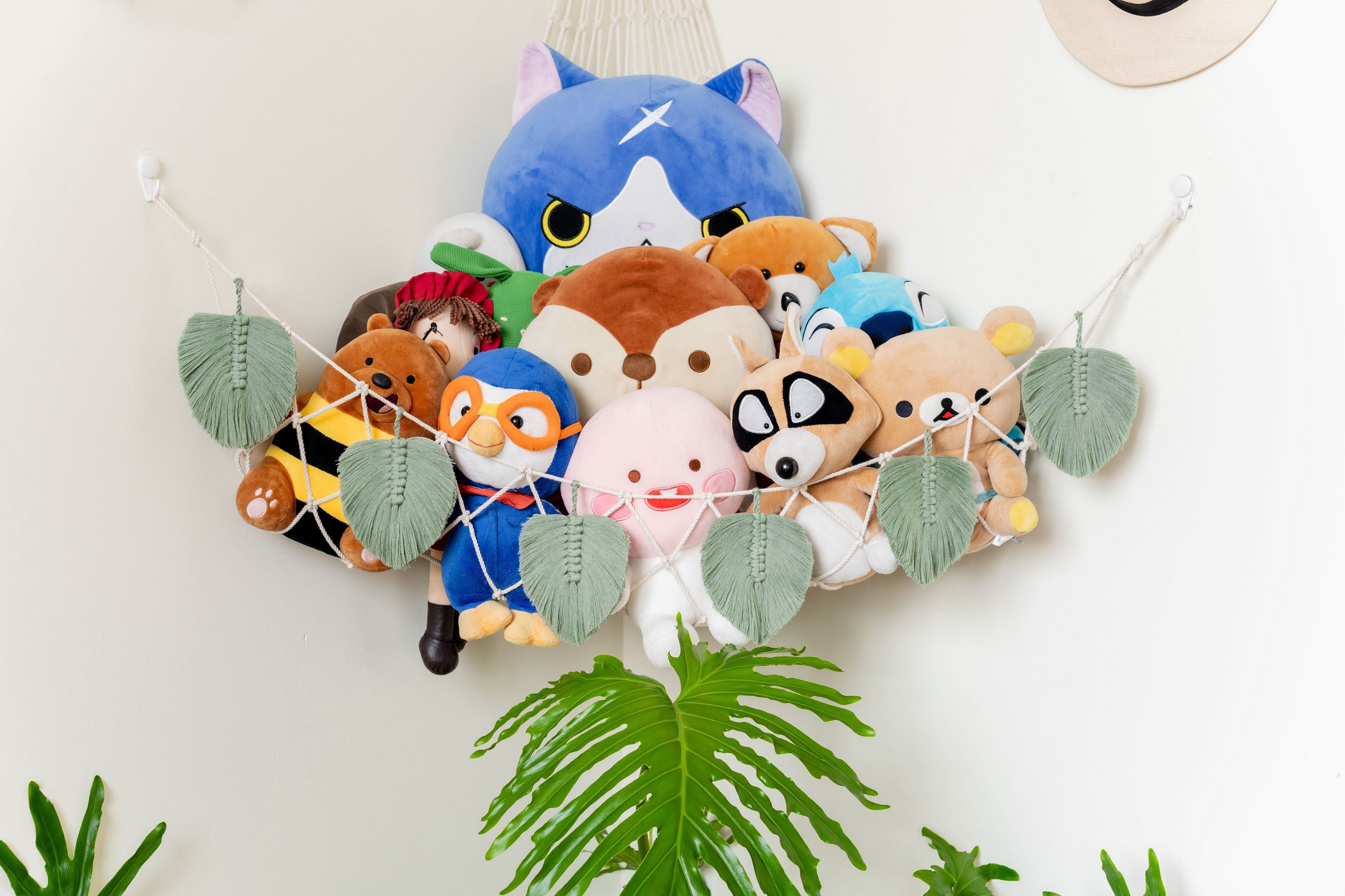 Macrame Leaves Toy Storage Hammock for Nursery Wall Storage H23