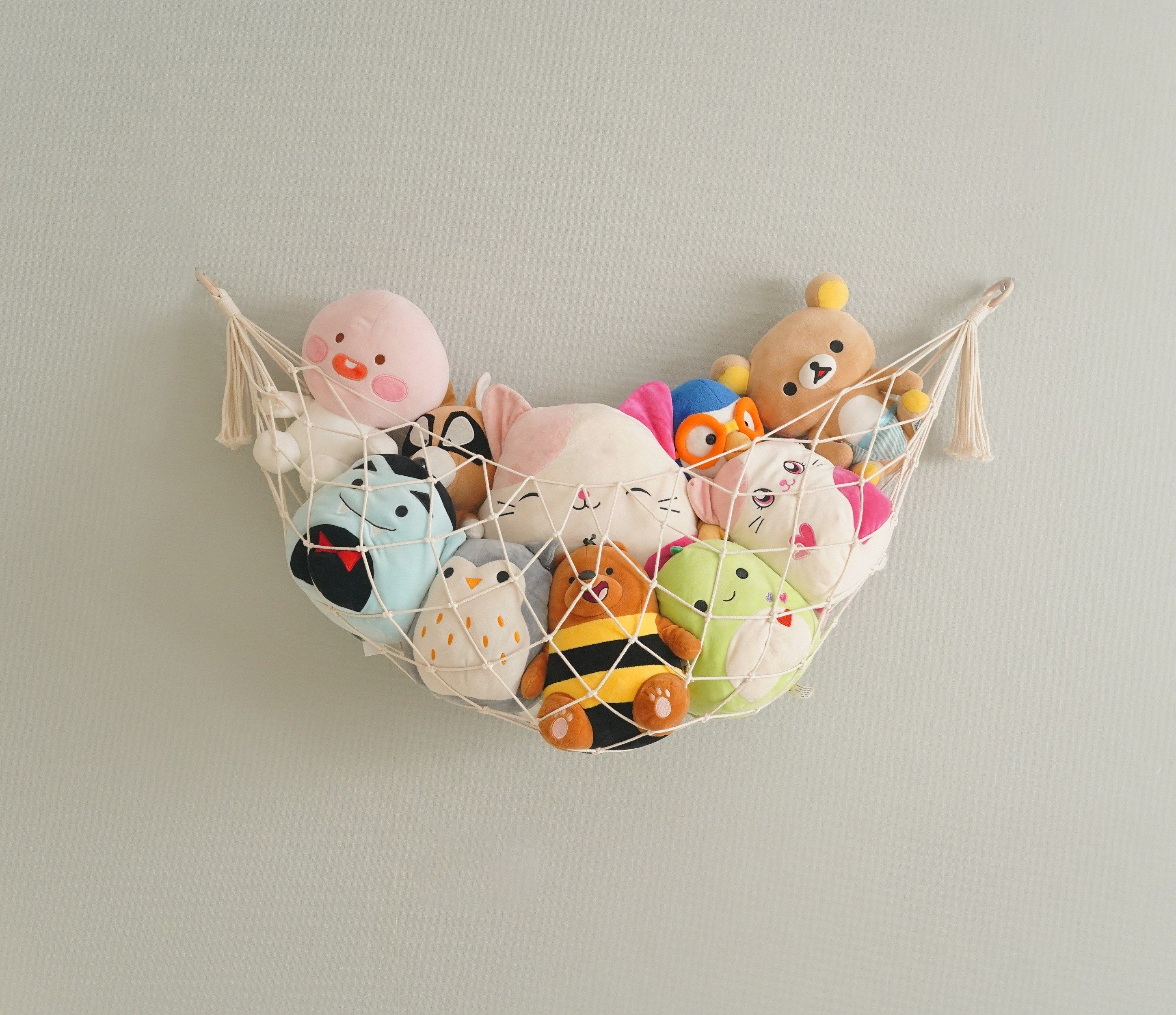 Macrame Toy Hammock – Boho Cotton Rope Toy Organizer for Wall Storage H25