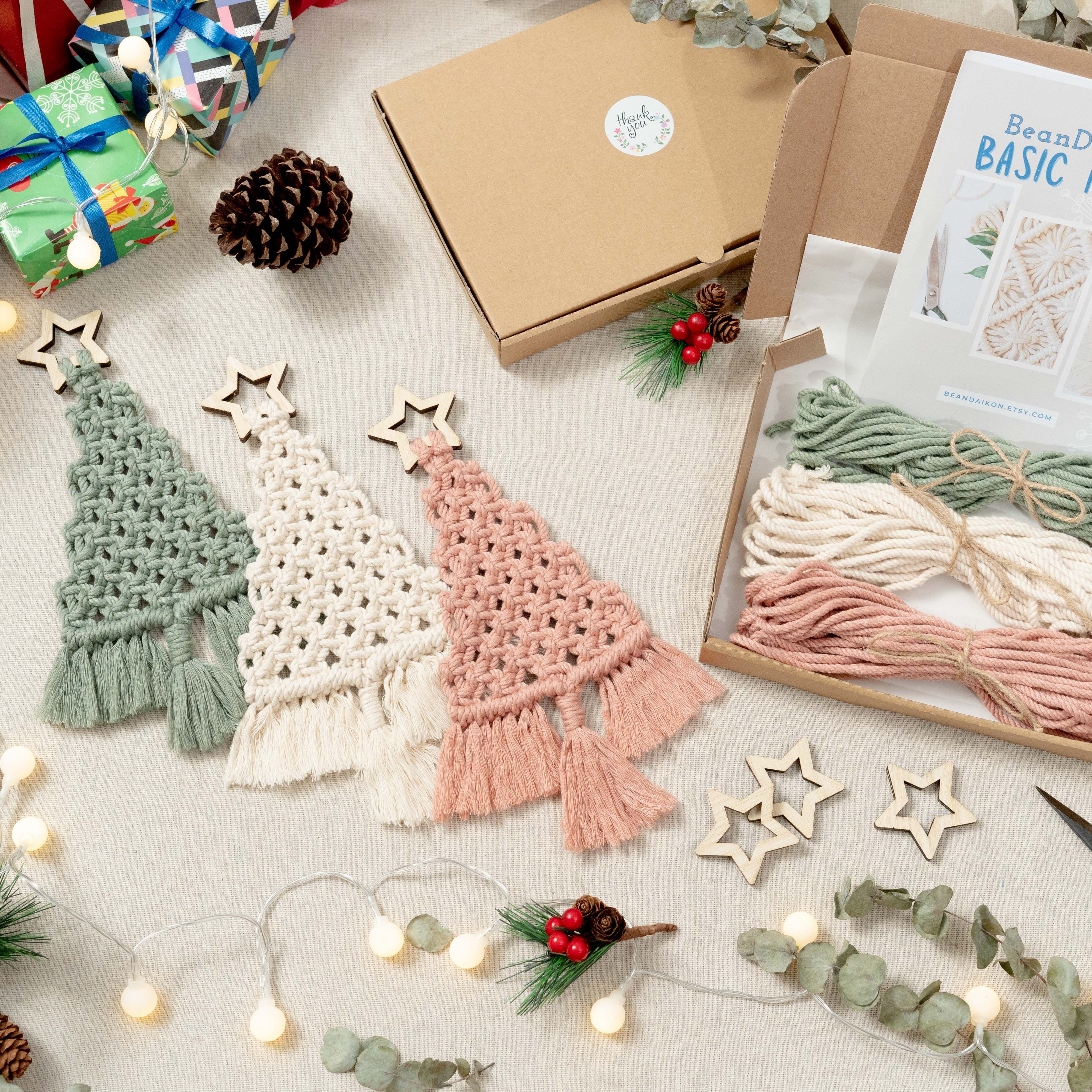 Macrame Christmas Tree Kit – Cotton Cord DIY Craft Kit Decor K19