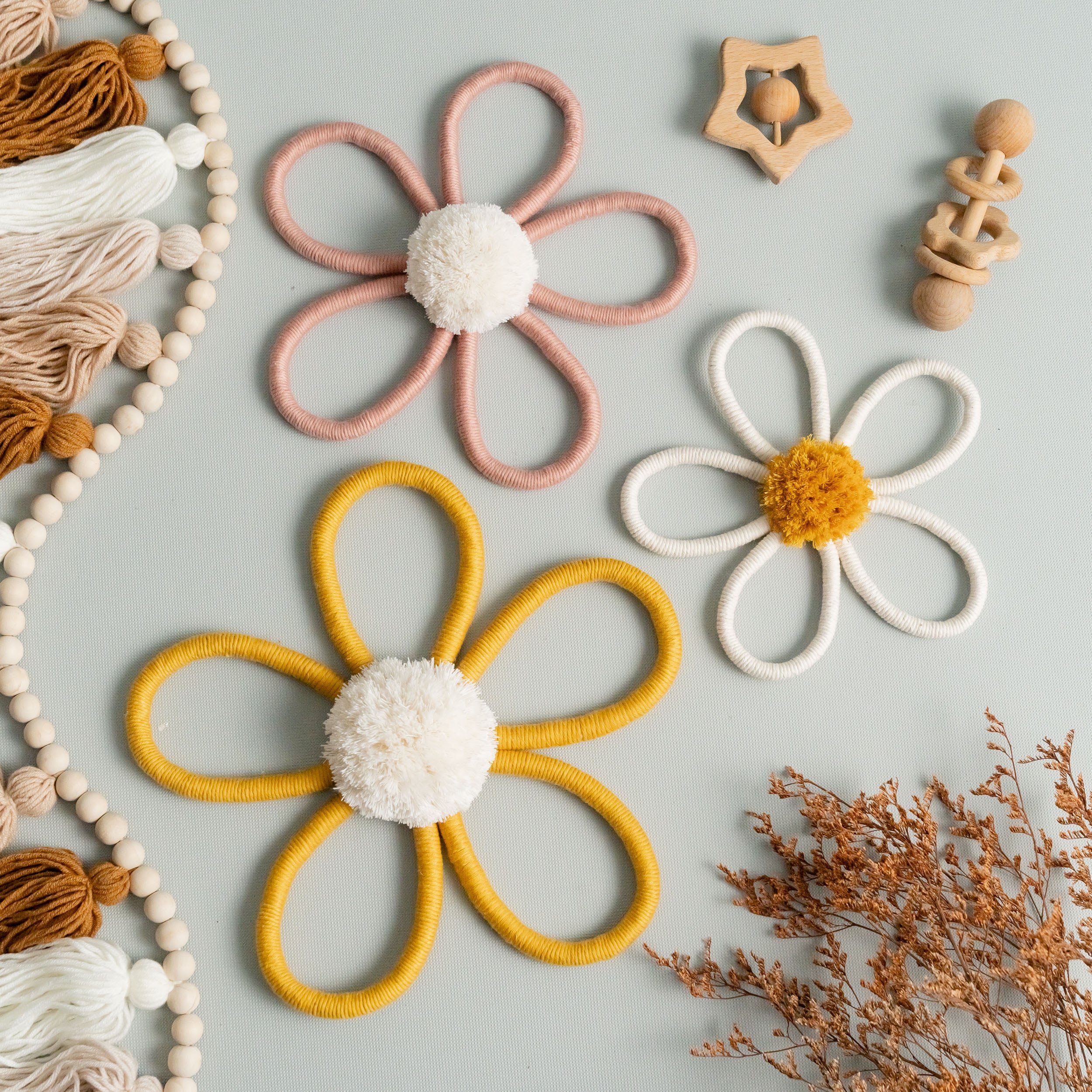 Macrame Flower Wall Hanging Macrame for Nursery Wall Decor and Boho Style U03