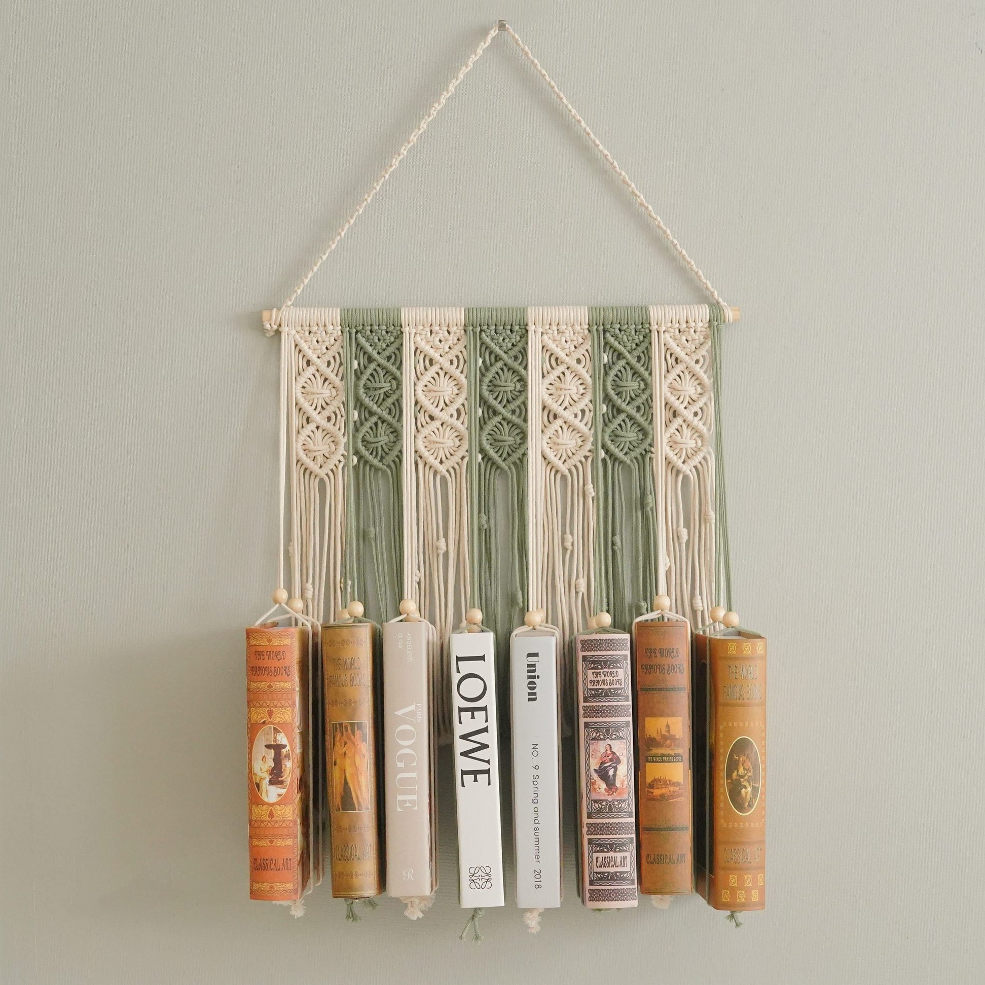 Macrame Book Holder macrame cord wall book organizer for boho decor I33