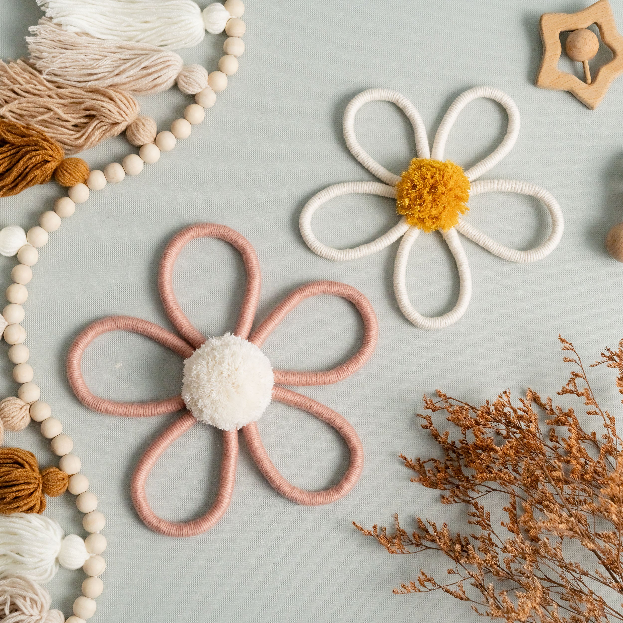 Boho Nursery Wall Decor – Macrame Flower Wall Hanging U03