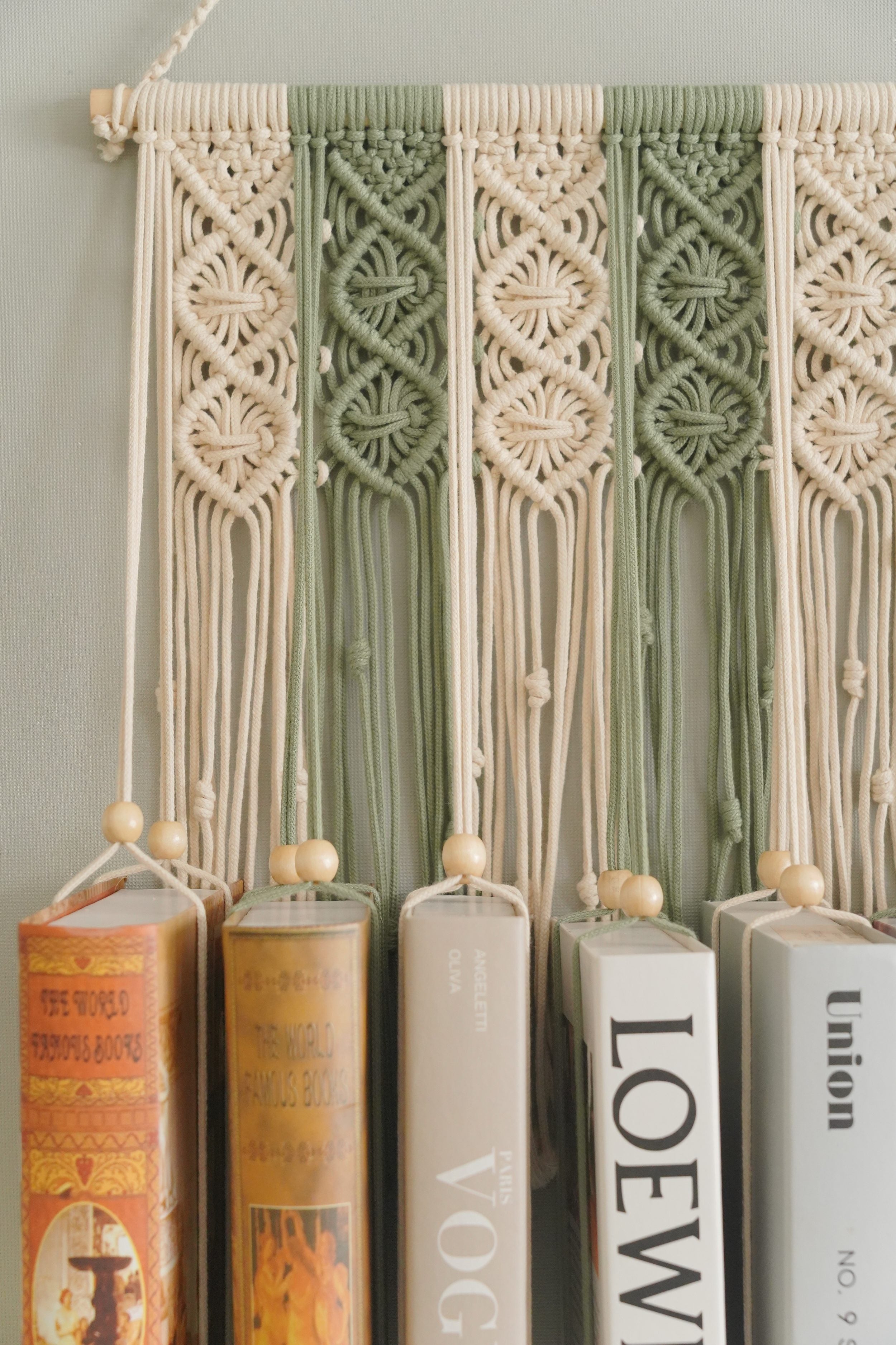 Macrame Book Holder macrame cord wall book organizer for boho decor I33