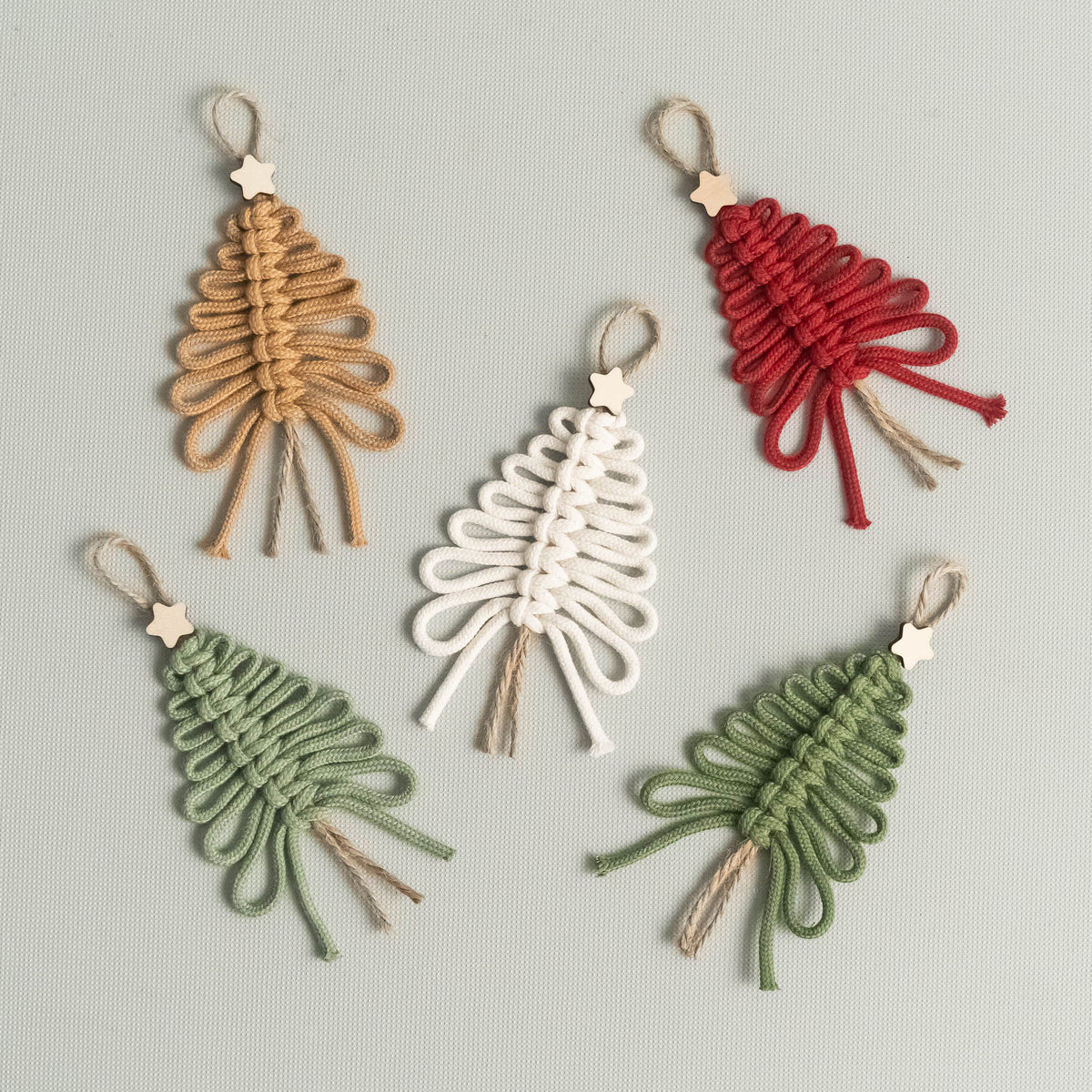 SET Boho Macrame Christmas Tree Hanging Ornament for Holidays X71