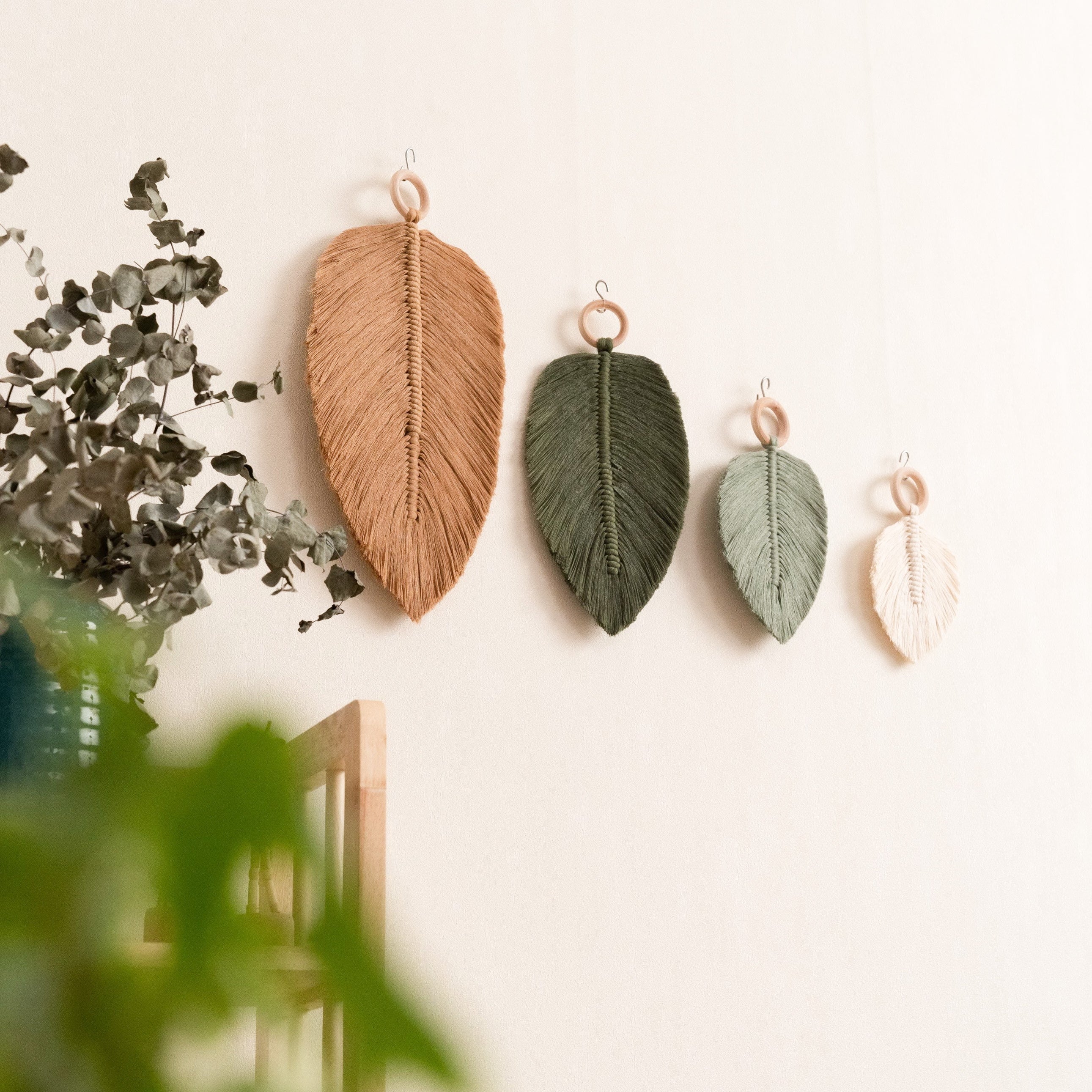 Macrame Leaf Wall Hanging for Boho Wall Decor L11