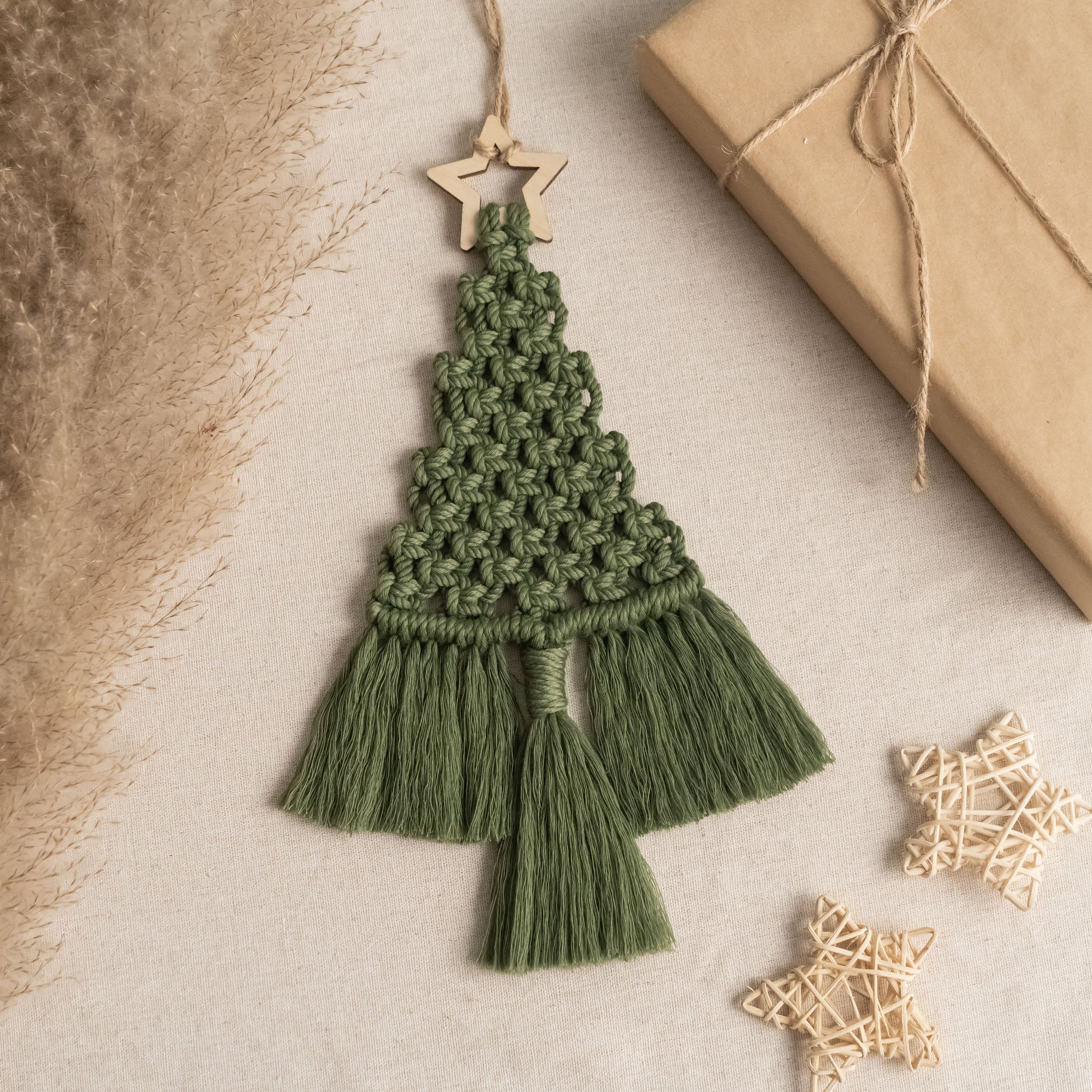 Macrame Christmas Tree Kit – Cotton Cord DIY Craft Kit Decor K19
