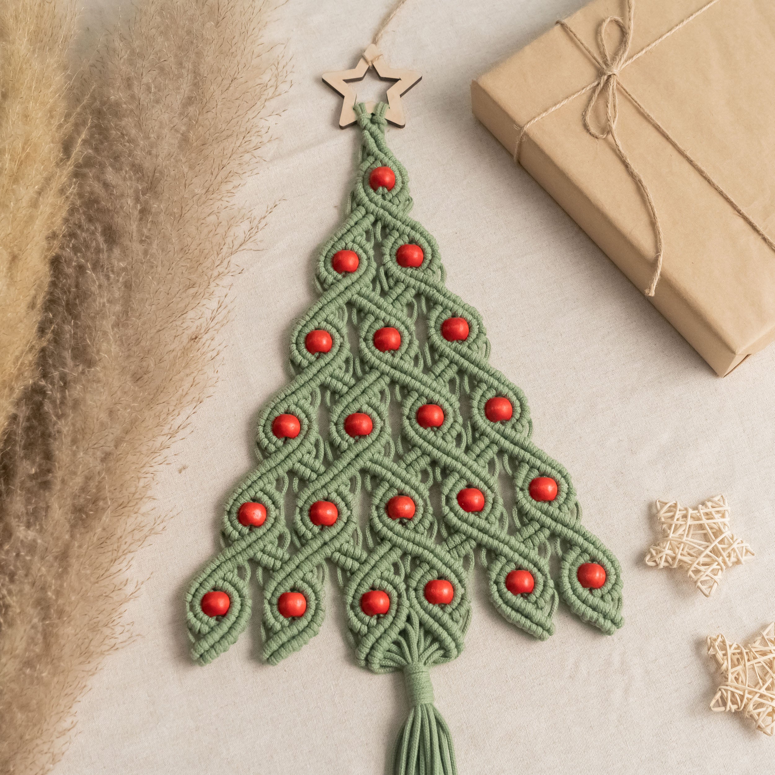 Macrame Christmas Tree Wall Hanging for Boho Christmas Decor X52