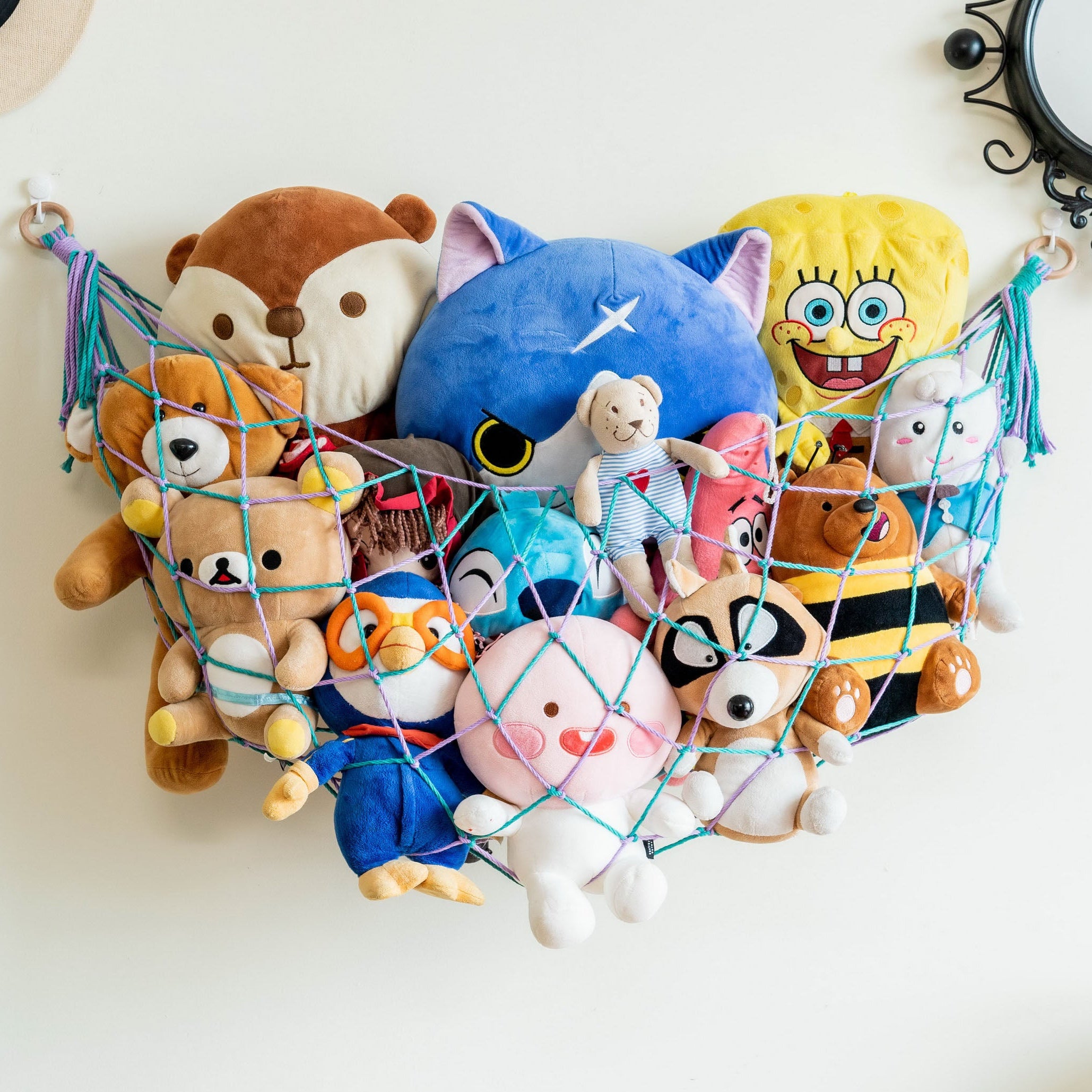 Macrame Toy Storage Hammock for Stuffed Animal Storage and Nursery Decor H25