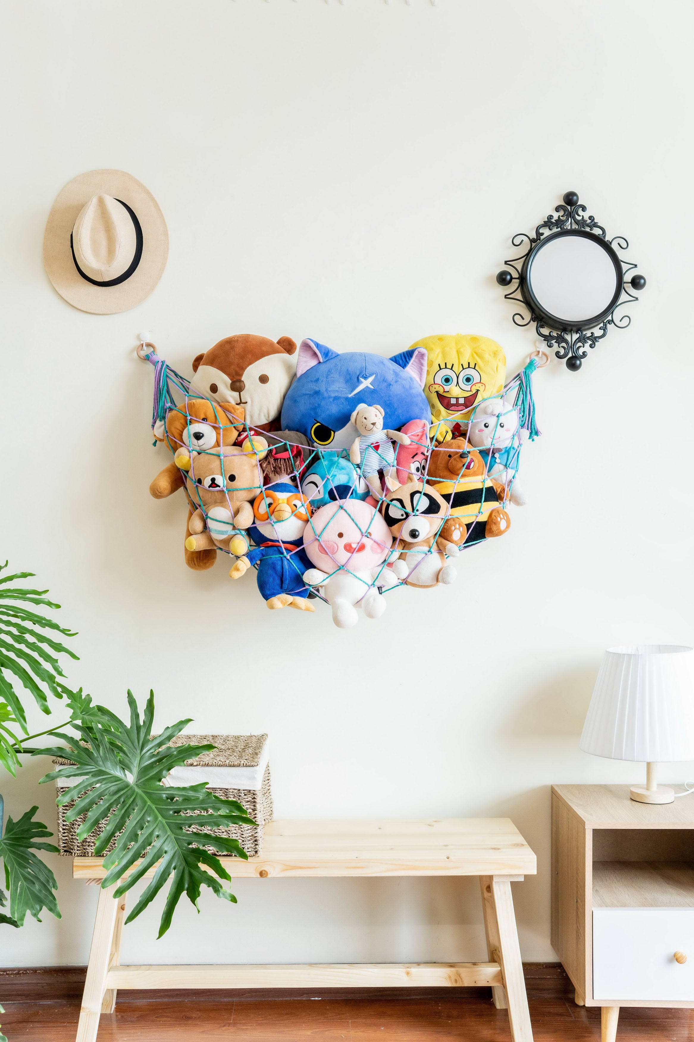 Macrame Toy Storage Hammock for Stuffed Animal Storage and Nursery Decor H25