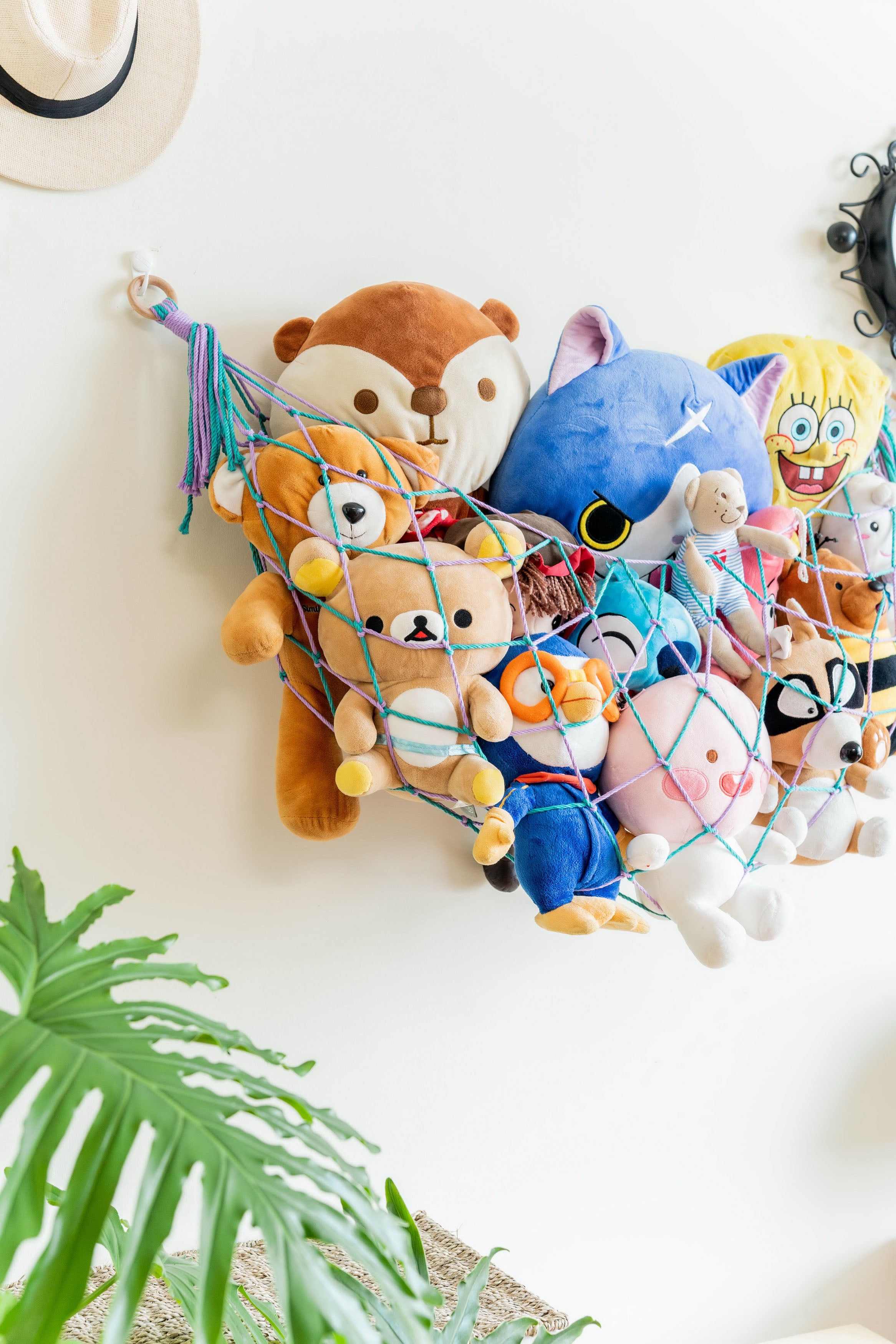 Macrame Toy Storage Hammock for Stuffed Animal Storage and Nursery Decor H25