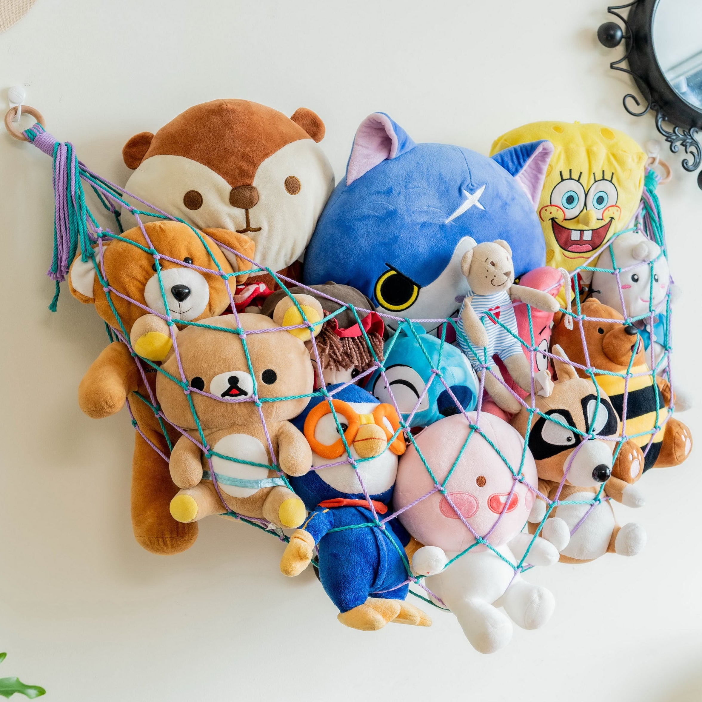 Macrame Toy Storage Hammock for Stuffed Animal Storage and Nursery Decor H25