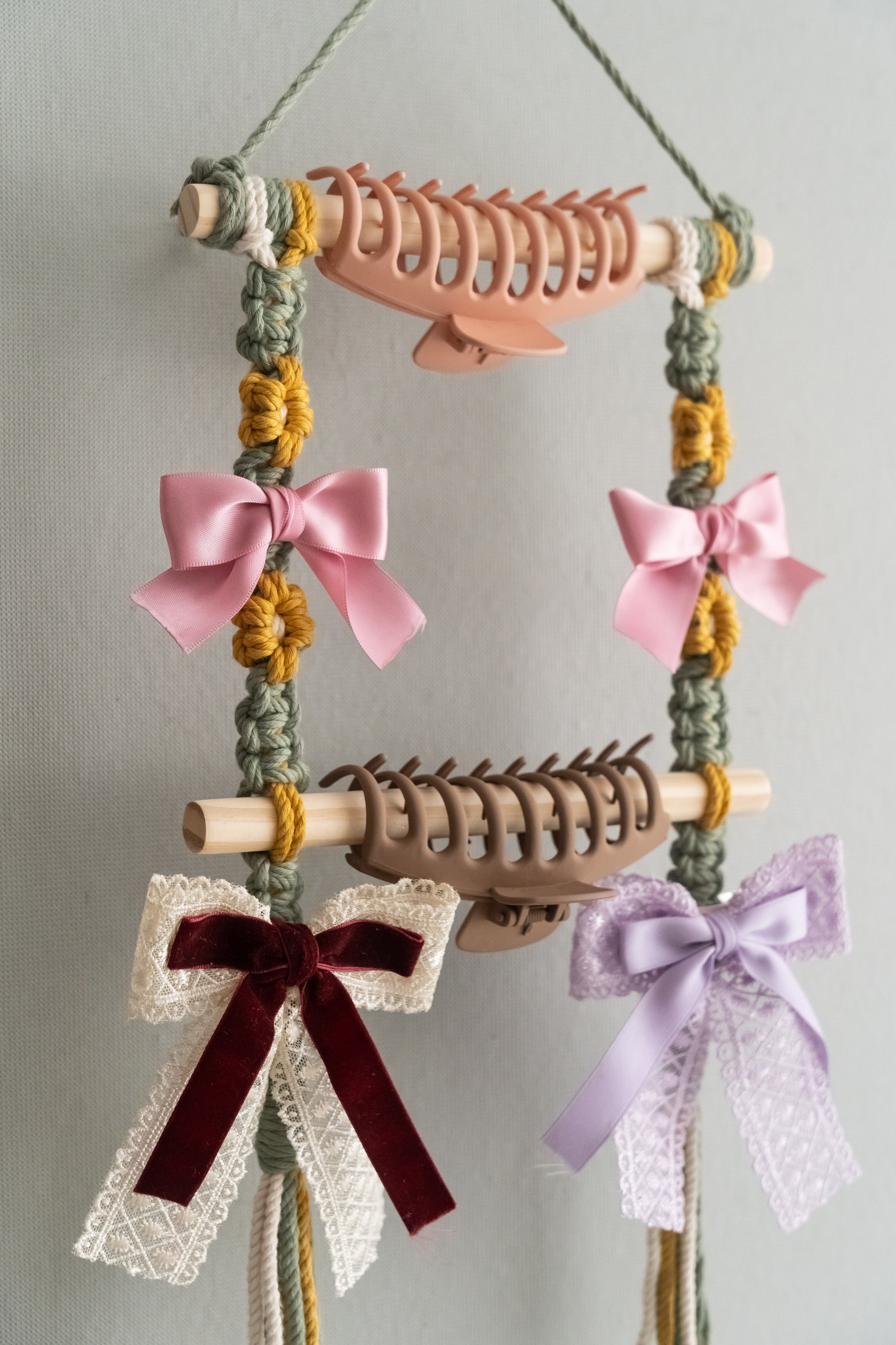 Macrame Hair Clip Holder macrame for Nursery Room Wall Art I90