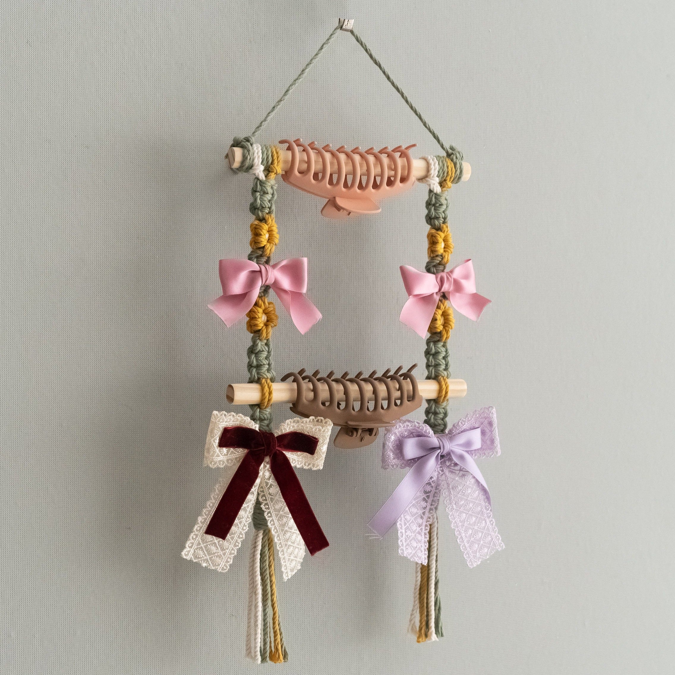 Macrame Hair Clip Holder macrame for Nursery Room Wall Art I90