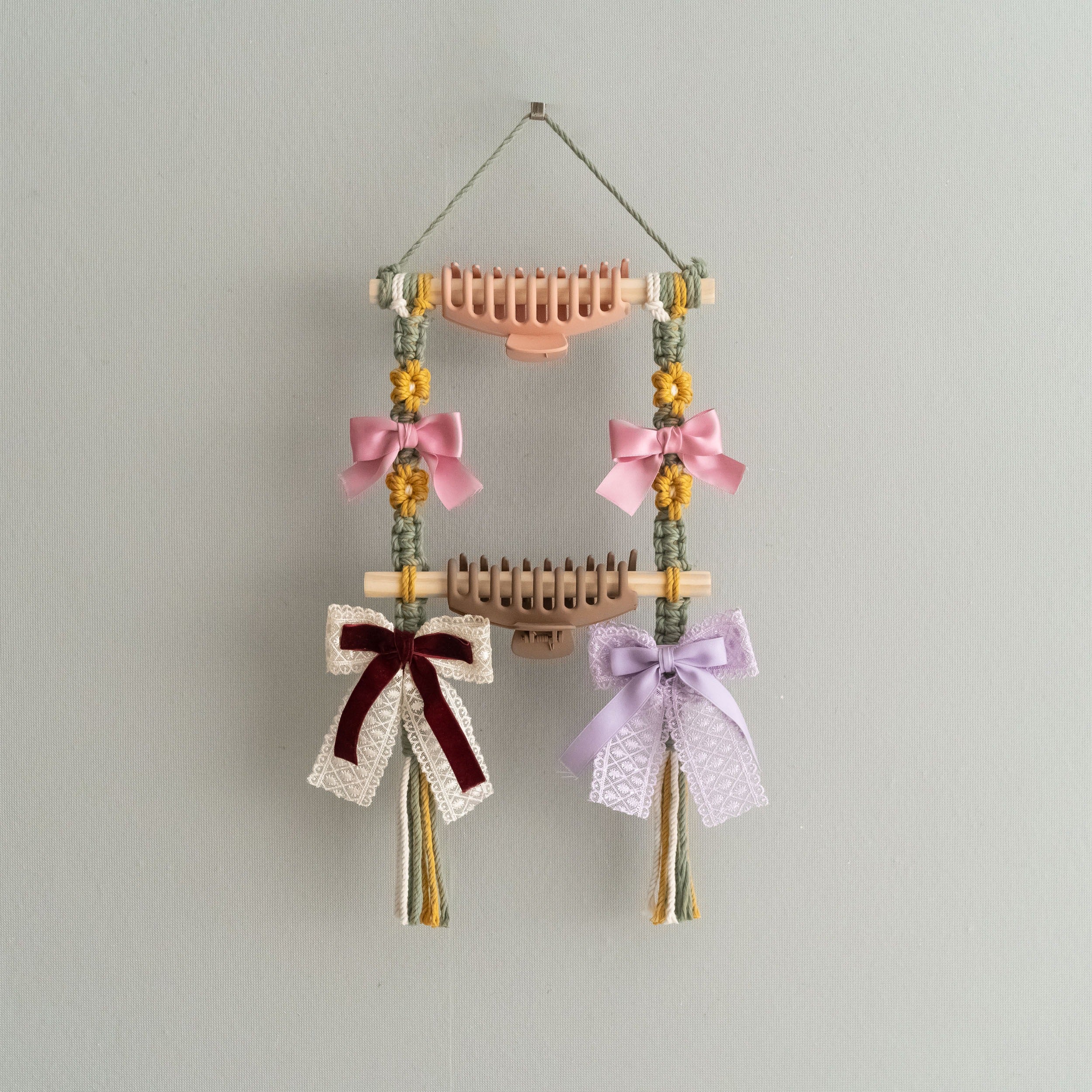 Macrame Hair Clip Holder macrame for Nursery Room Wall Art I90