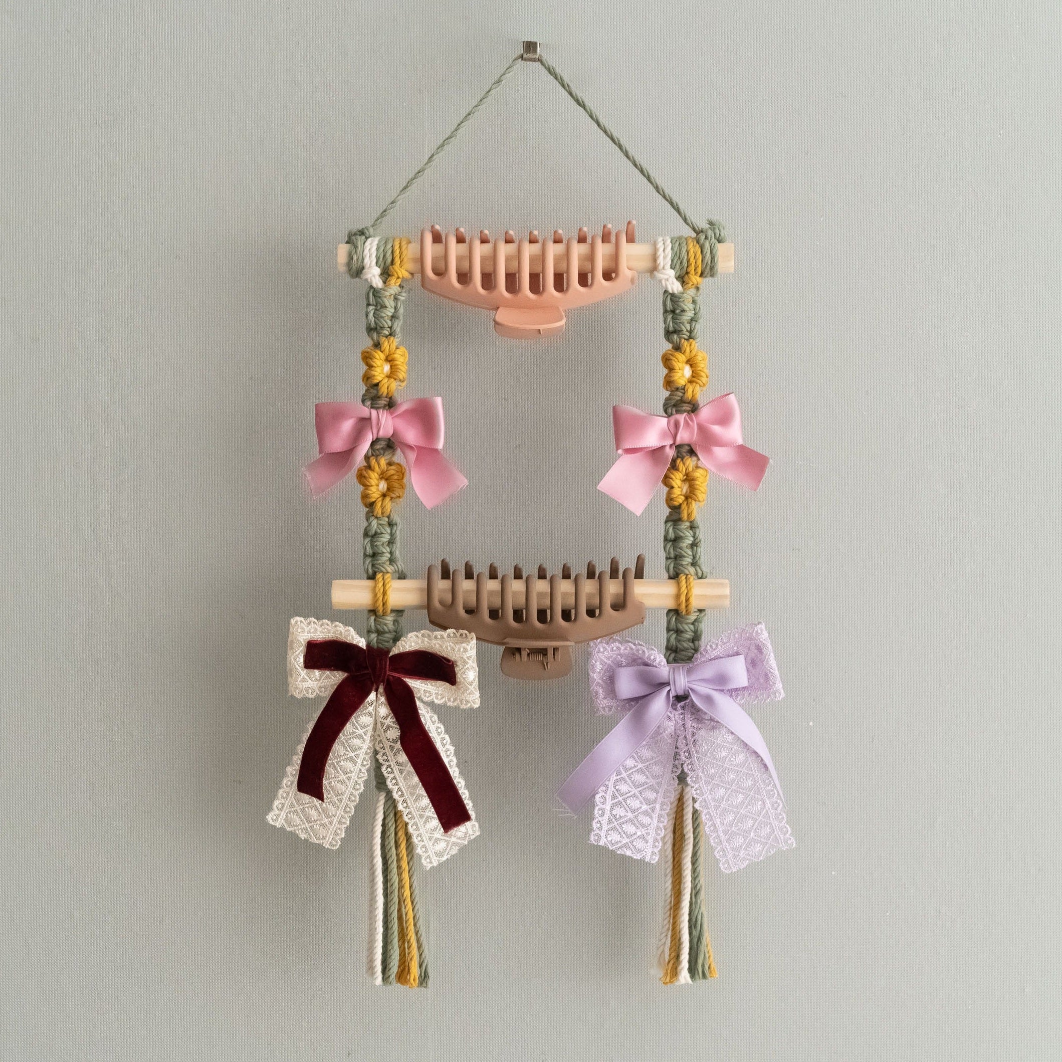 Macrame Hair Clip Holder macrame for Nursery Room Wall Art I90