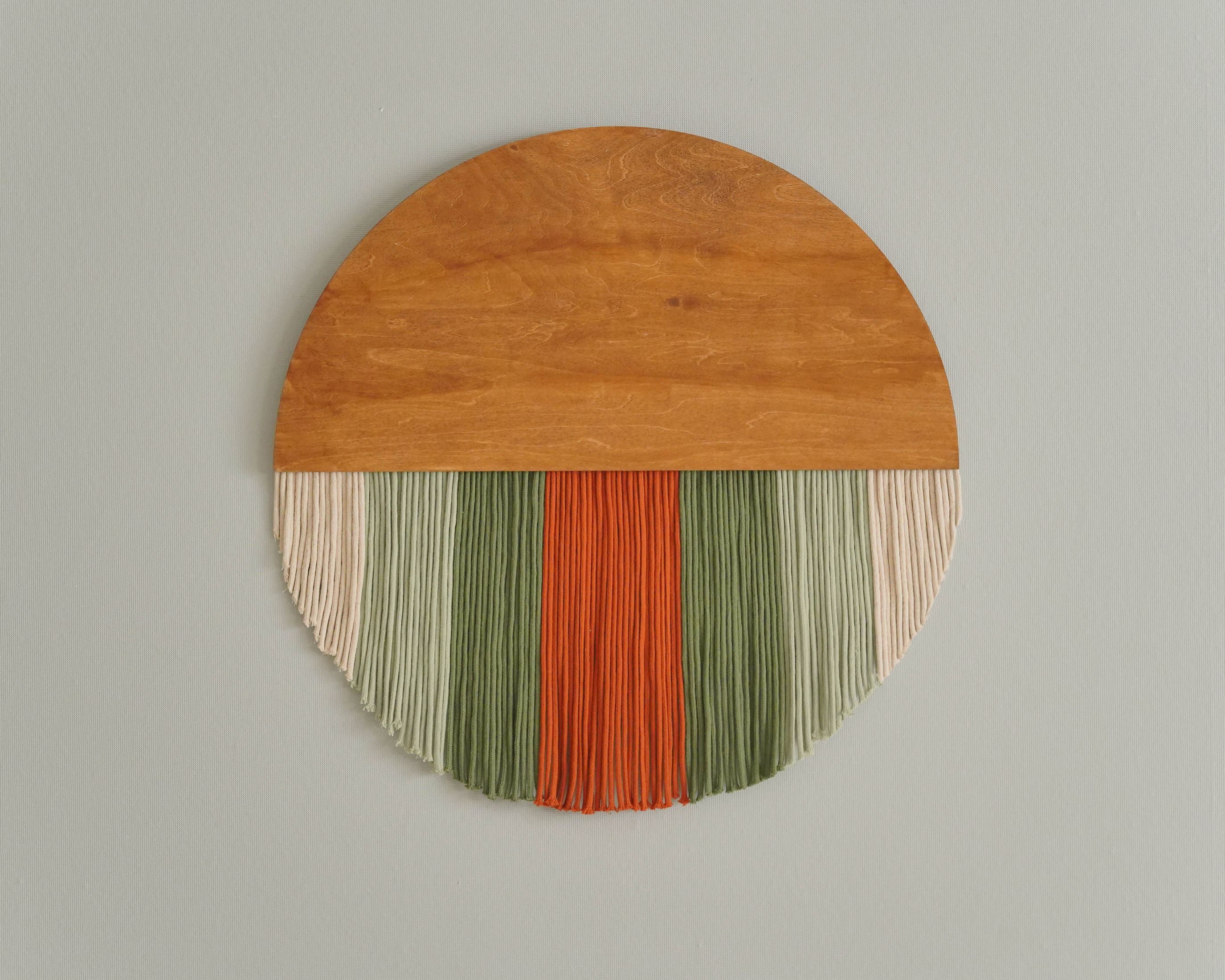 Lunar Memory Wall Hanging – Boho Green Cotton Wall Art V07