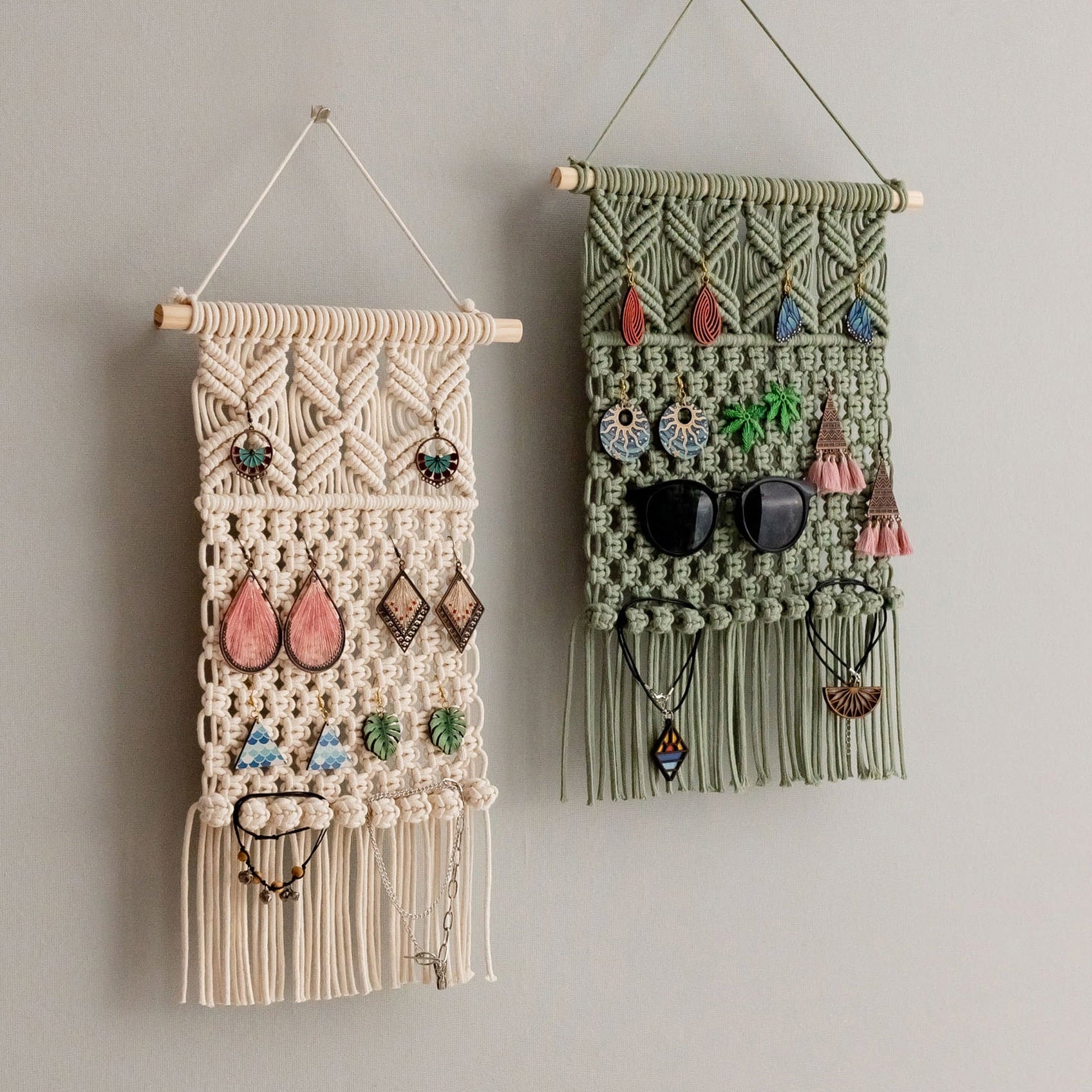Macrame Earring Holder macrame cord hanging jewelry organizer for wall I80